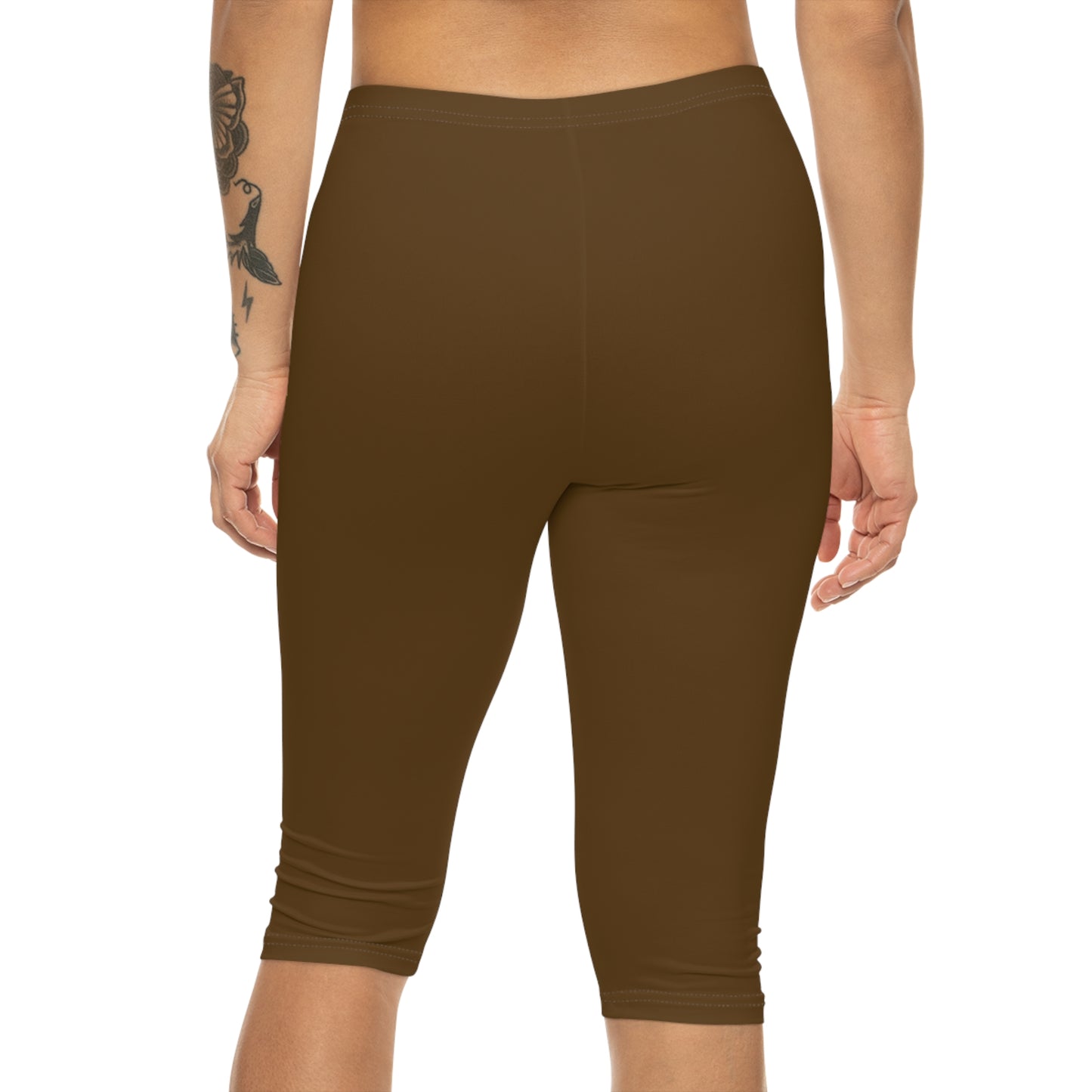 R&W Women's Capri Leggings — Minimalist Logo Maduro Marrón