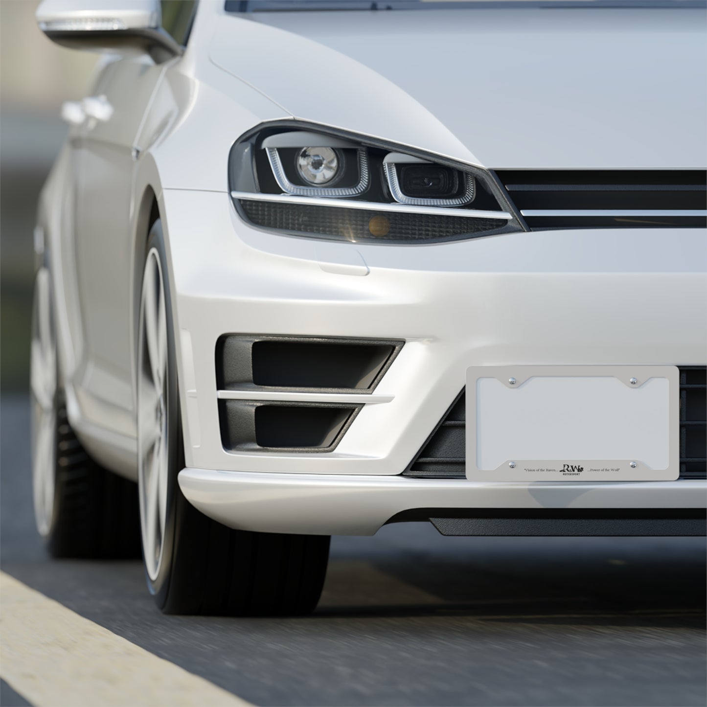 R&W Motorsport License Plate Frame — (Wolf Grey Finish)