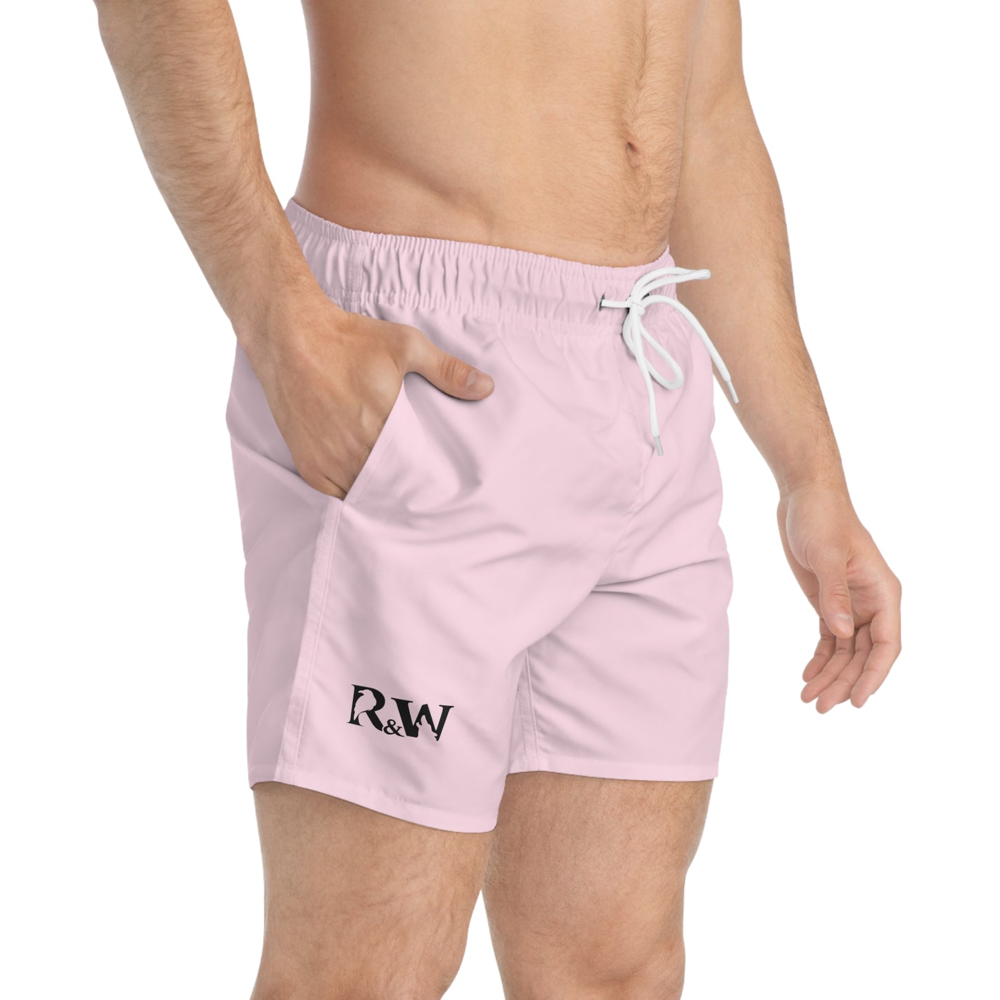 Mens Minimal Logo Swim Trunks — Performance Pink