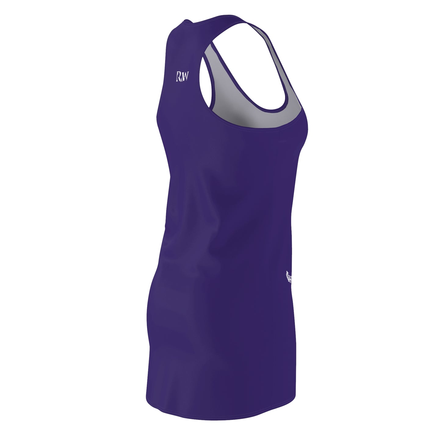 R&W Women's Racerback Dress (Raven) — Minimalist Small Front & Back Logo Summer Dress