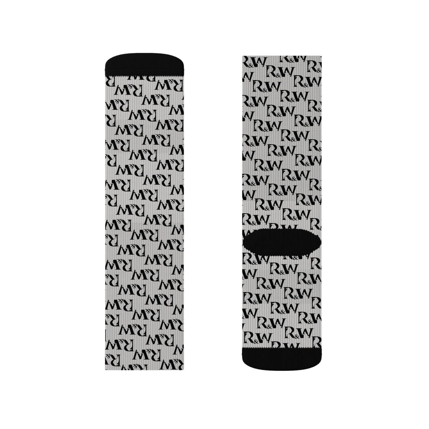 Monogram Pattern Socks — Wolf Grey Crew Socks