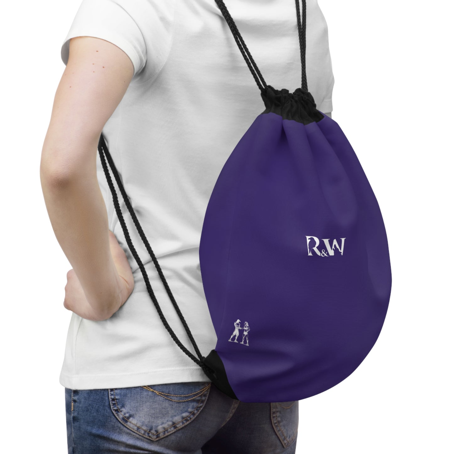Monogram Drawstring Bag — Minimalist Raven Gym Sack