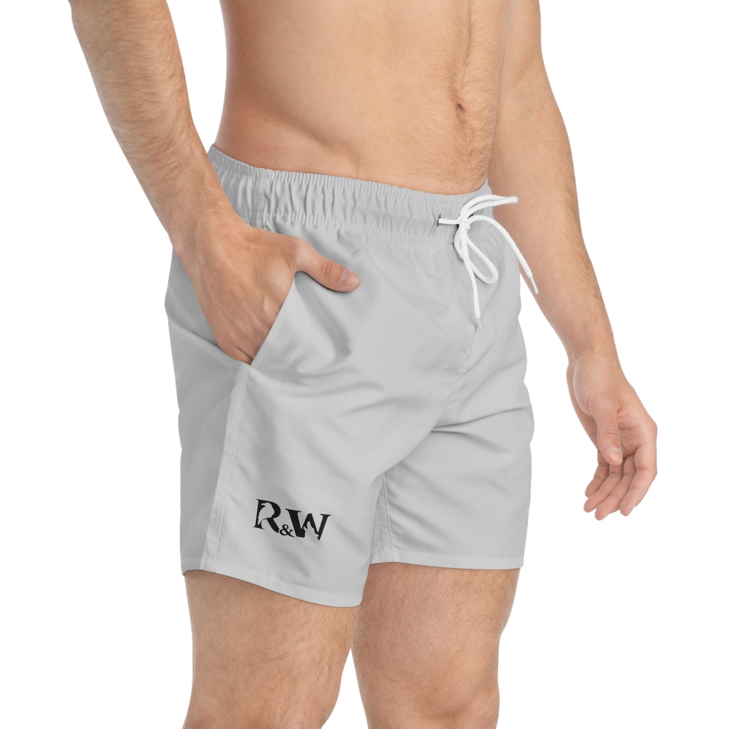Mens Minimal Logo Swim Trunks — Wolf Grey