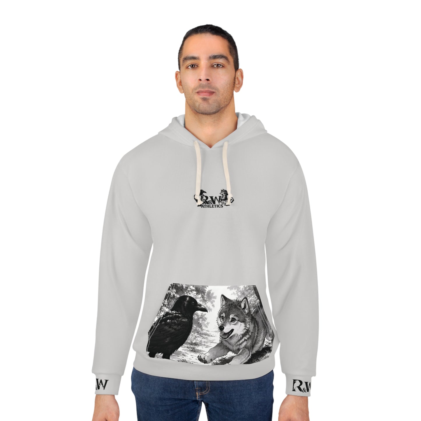 R&W Athletics Graphic Hoodie — "Origin Story" Wolf Grey Comic Panel Pullover