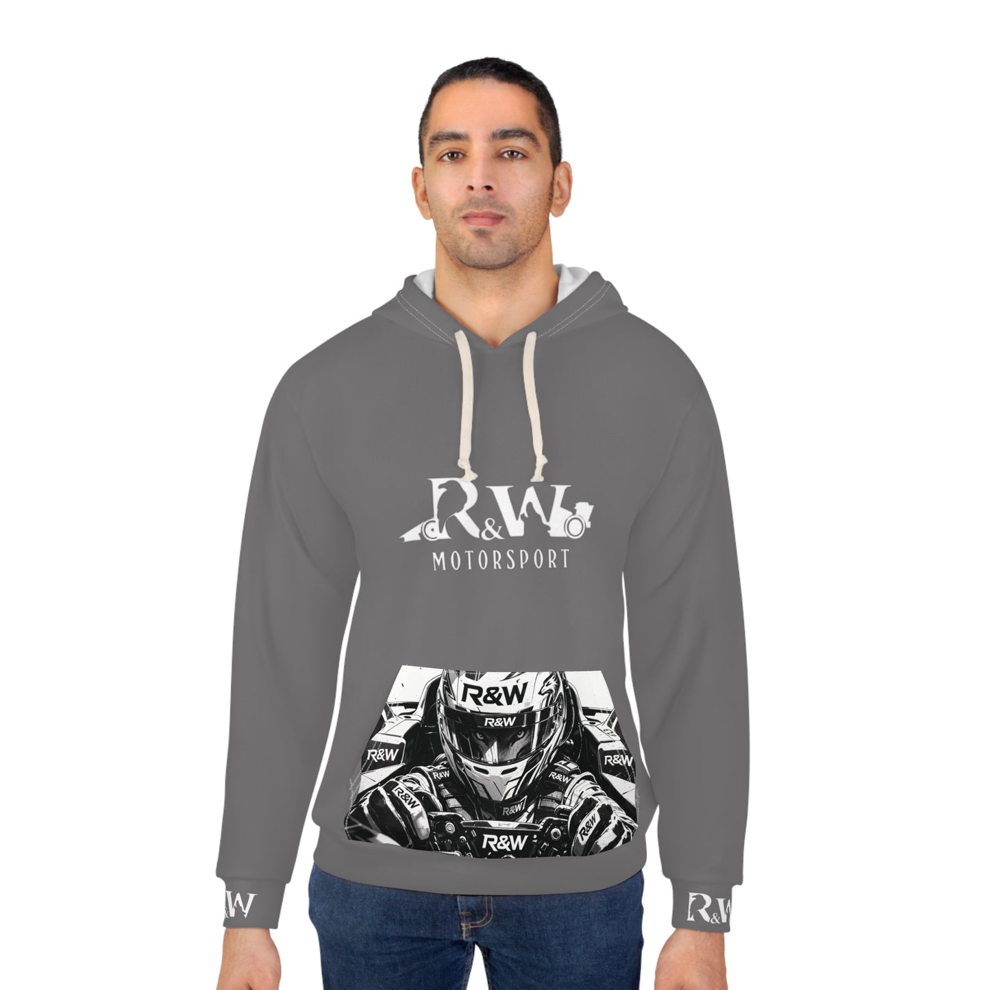 R&W Motorsport Hoodie — R&W 'Vision of the Raven, Power of the Wolf' Racing Pullover (Dark Grey)