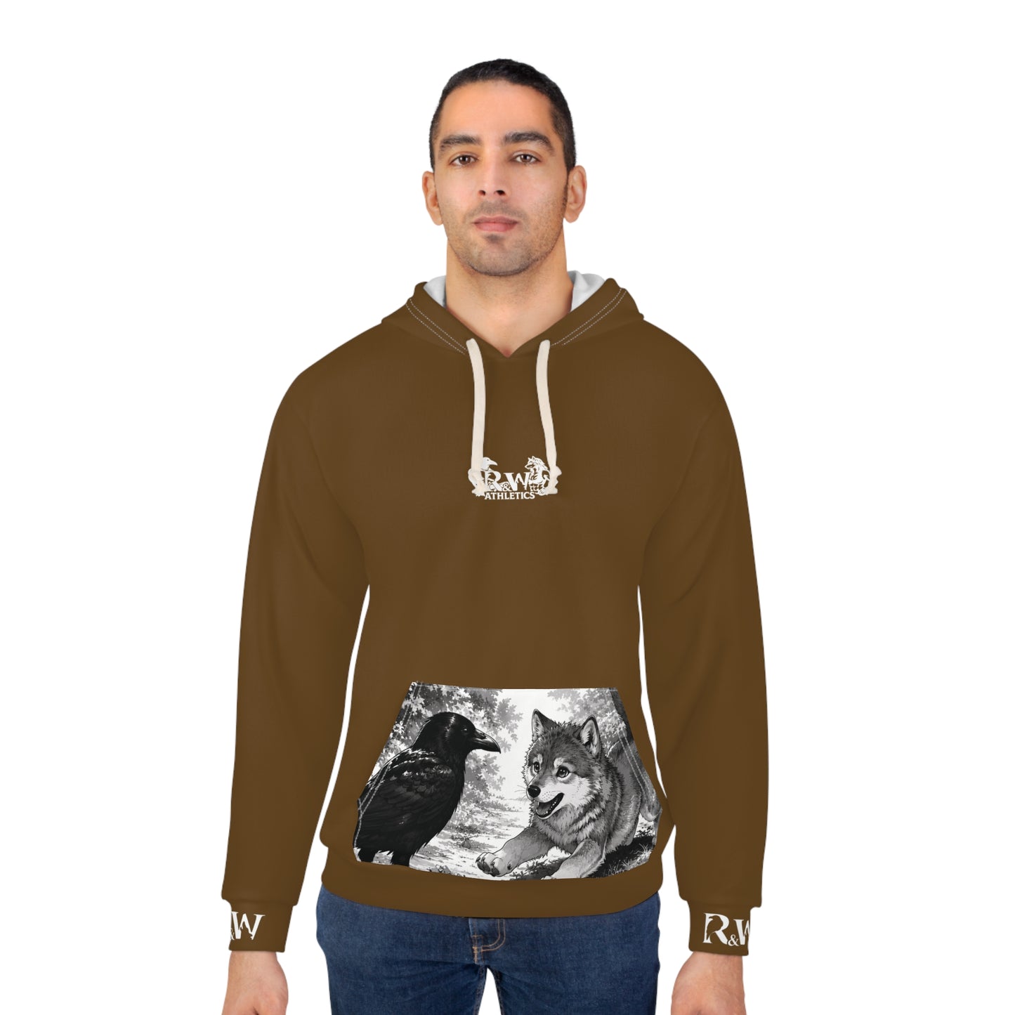R&W Athletics Graphic Hoodie — "Origin Story" Maduro Marrón Comic Panel Pullover
