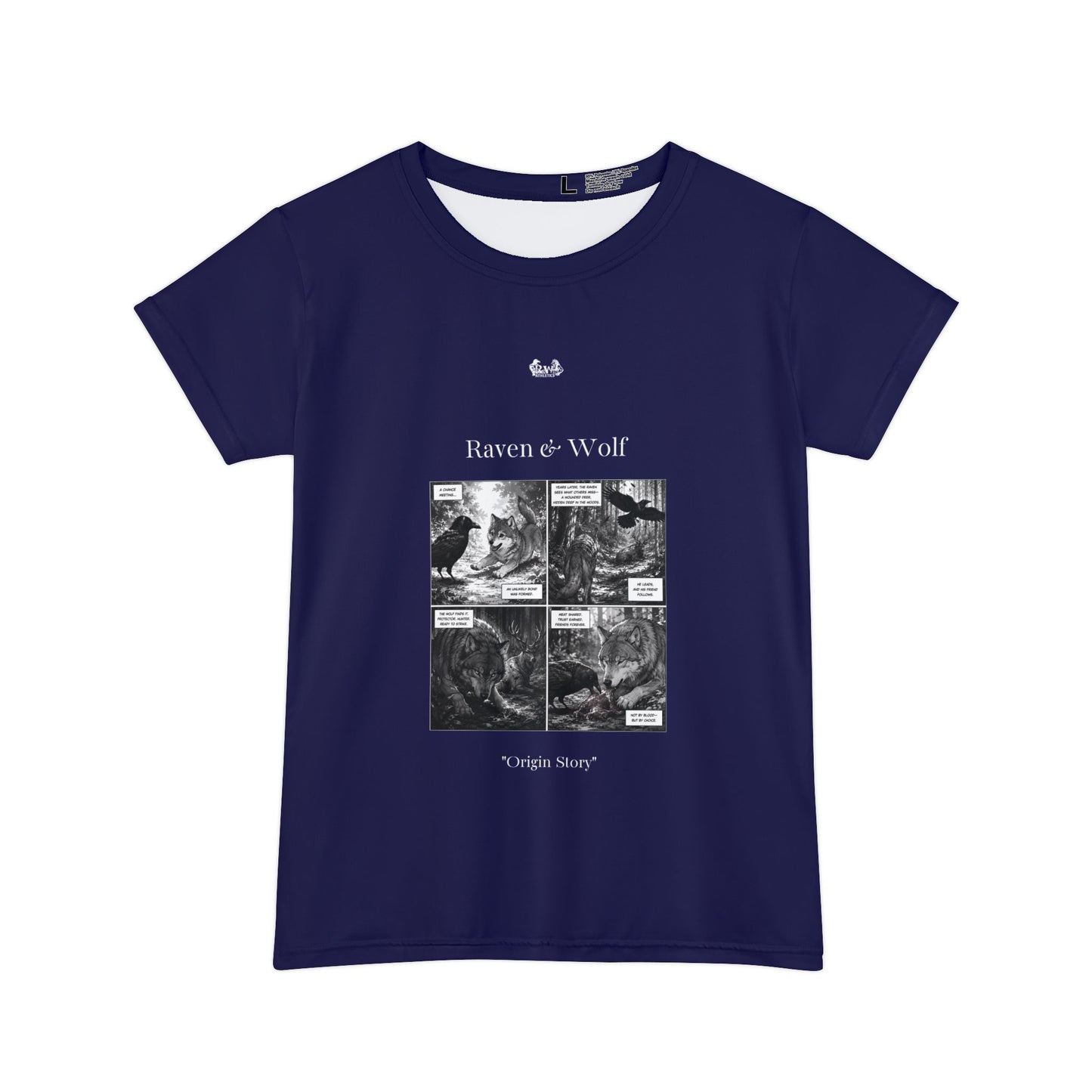Women's Raven & Wolf "Origin Story" Vintage Comic Graphic Tee — Noble Navy