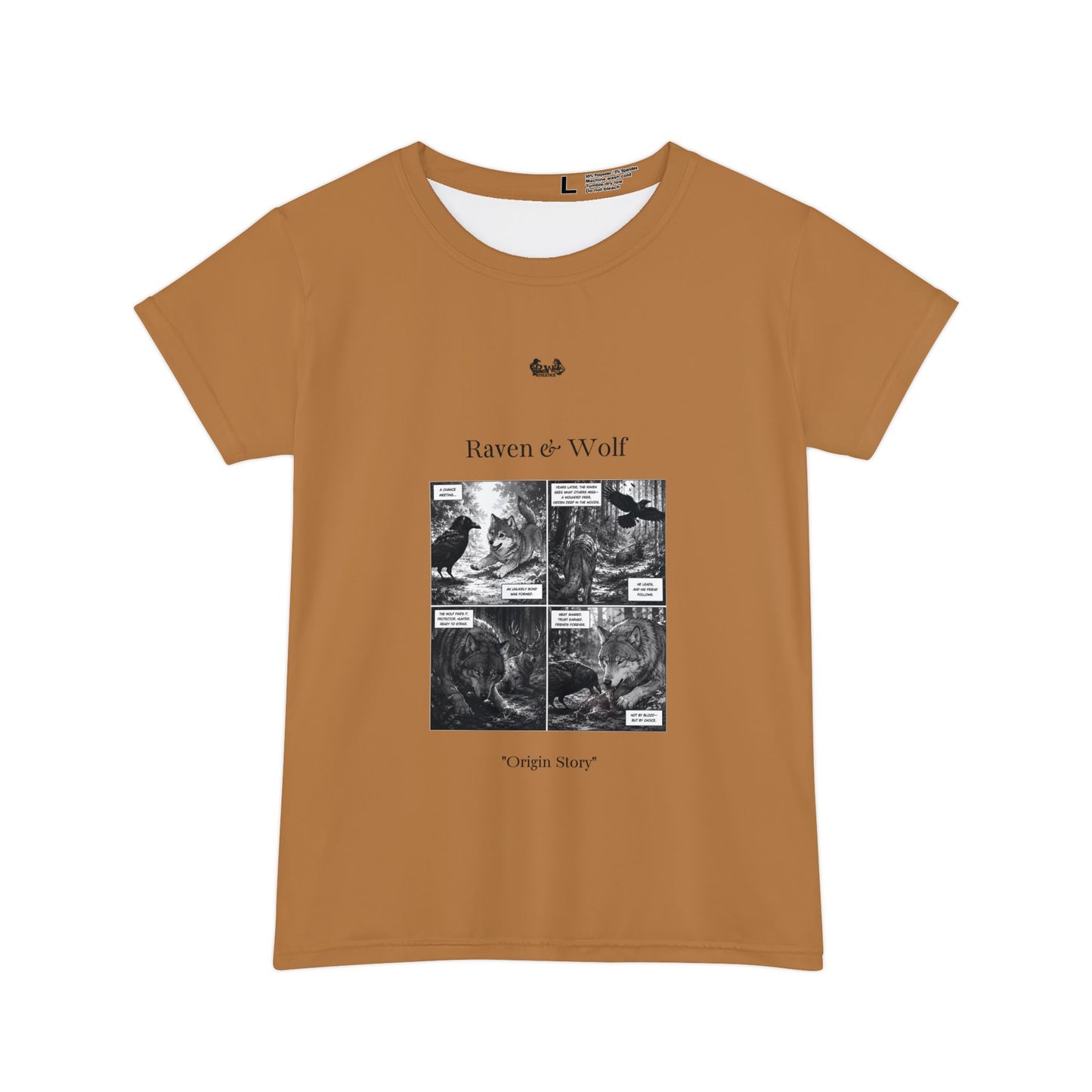 Women's Raven & Wolf "Origin Story" Vintage Comic Graphic Tee — Cuero Cómodo