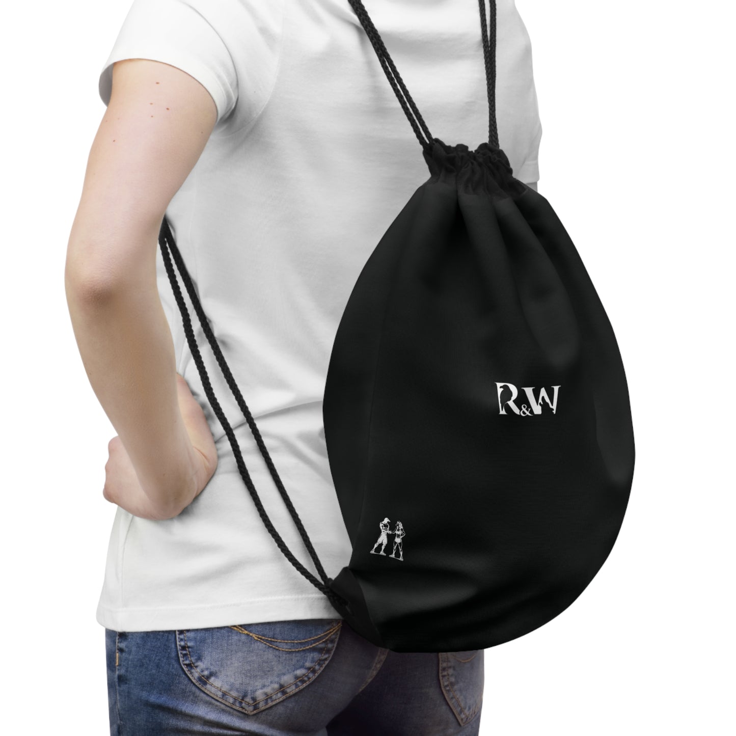 Monogram Drawstring Bag — Minimalist Tarmac Black Gym Sack