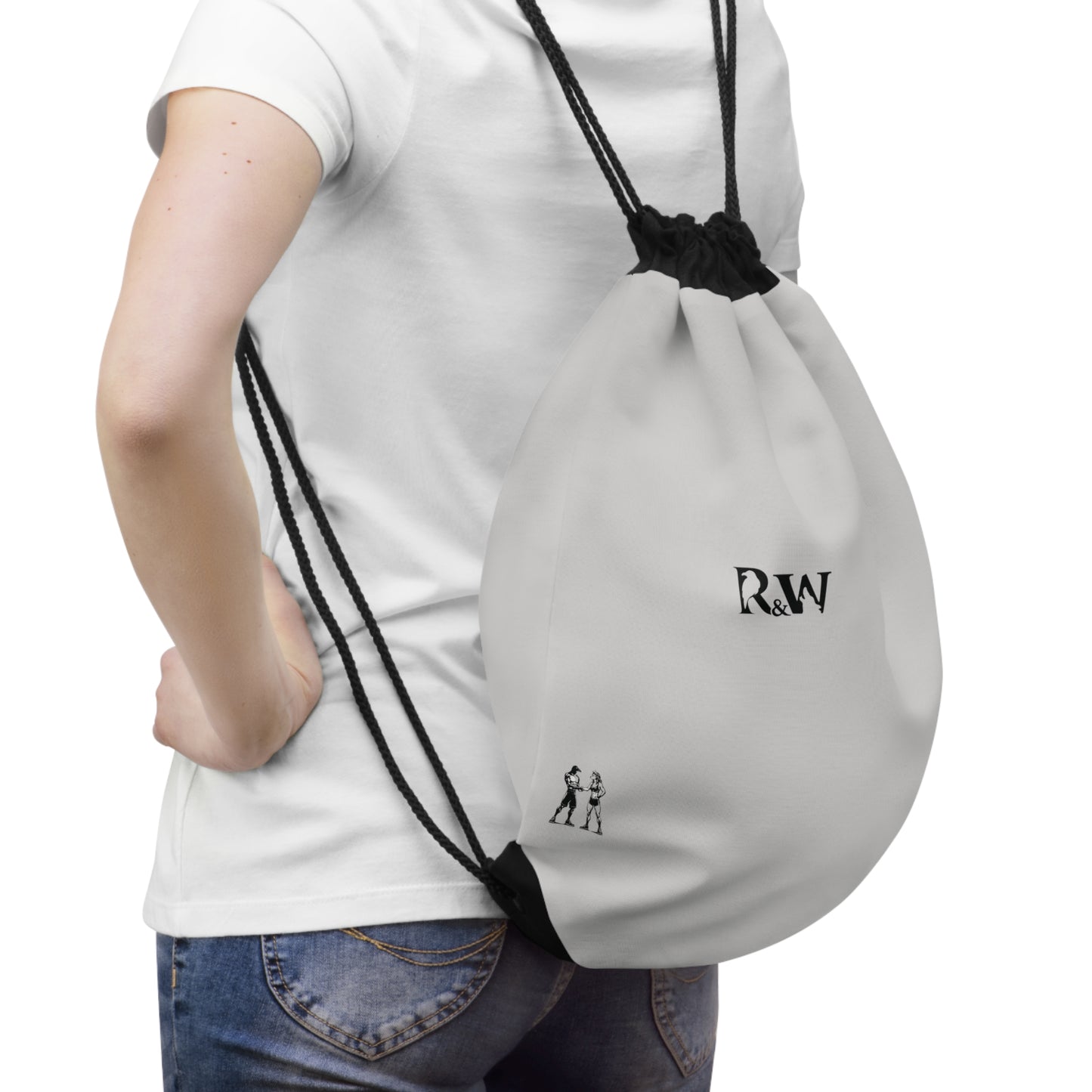 Monogram Drawstring Bag — Minimalist Wolf Grey Gym Sack