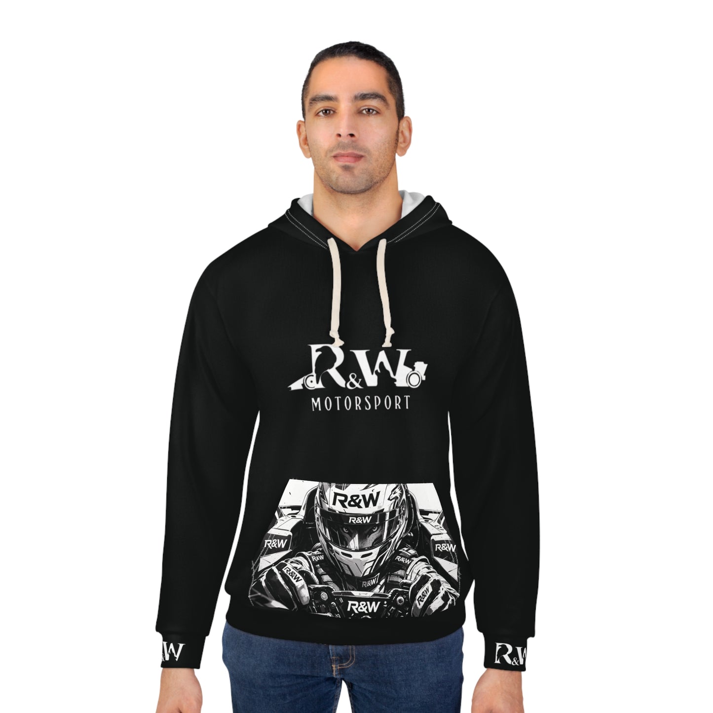 R&W Motorsport Hoodie — R&W 'Vision of the Raven, Power of the Wolf' Racing Pullover (Tarmac Black)