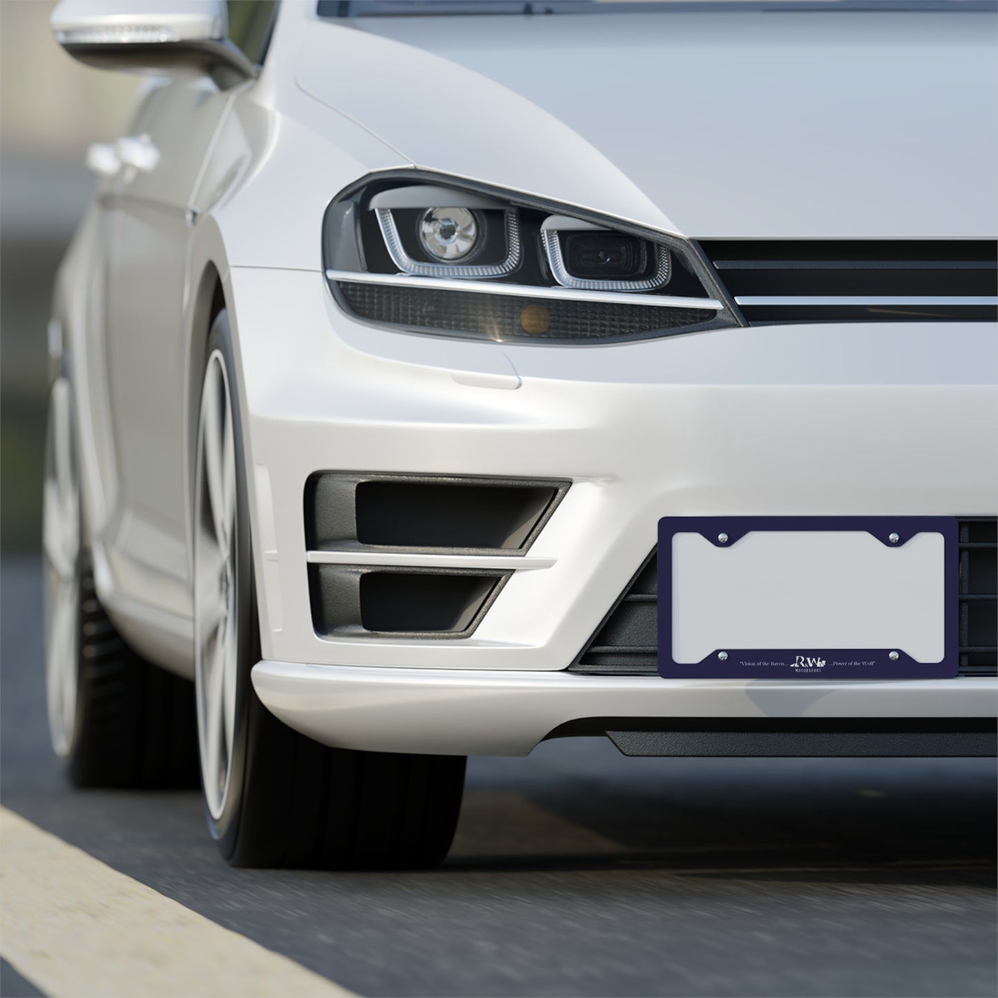 R&W Motorsport License Plate Frame — (Noble Navy Finish)