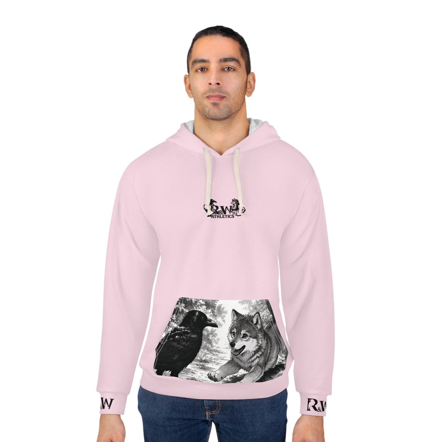 R&W Athletics Graphic Hoodie — "Origin Story" Performance Pink Comic Panel Pullover