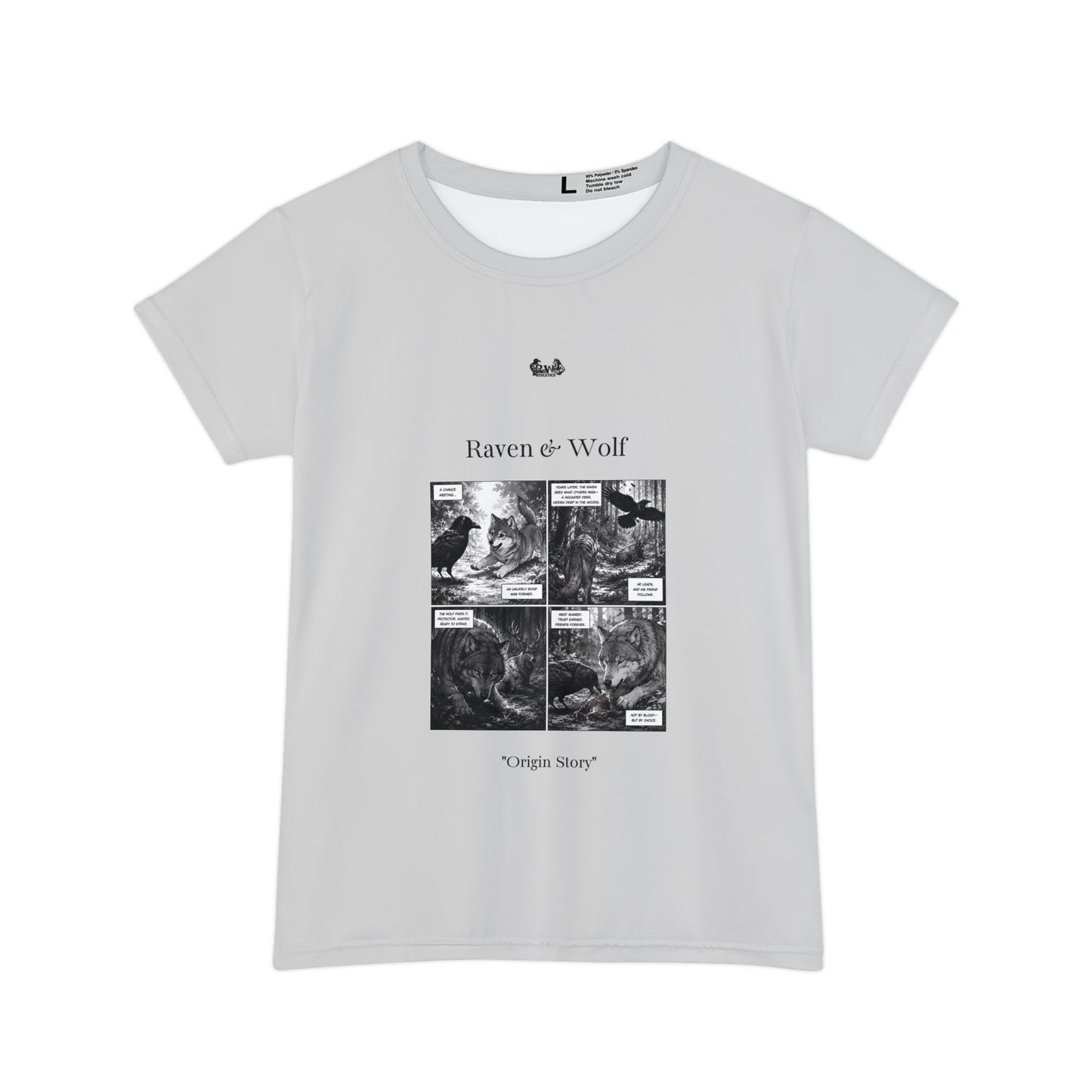 Women's Raven & Wolf "Origin Story" Vintage Comic Graphic Tee — Wolf Grey