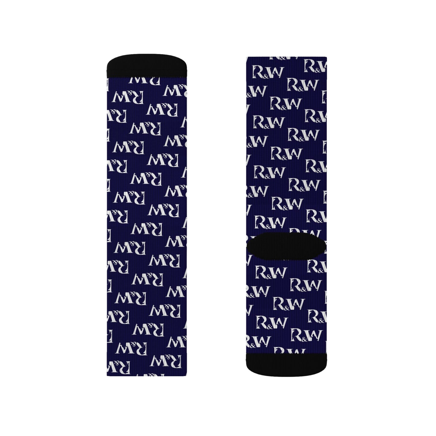Monogram Pattern Socks — Noble Navy Crew Socks