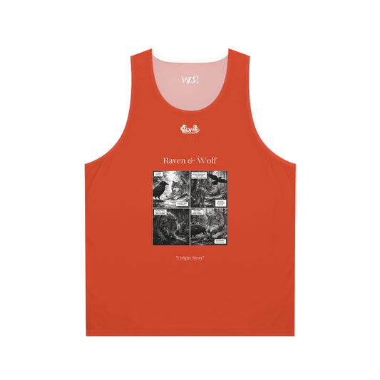R&W Athletics "Origin Story" Comic-Style Fitness Tank Top — Rojo Rugiente II