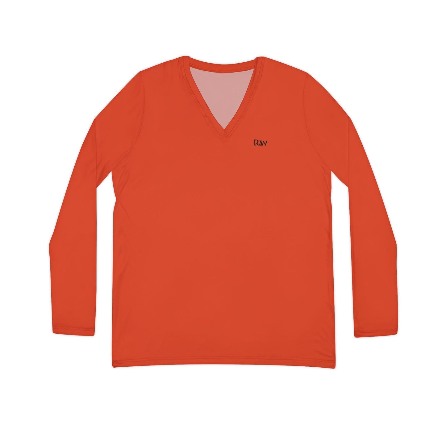 R&W Women's Minimalist V-Neck Long Sleeve Shirt - Rojo Rugiente I
