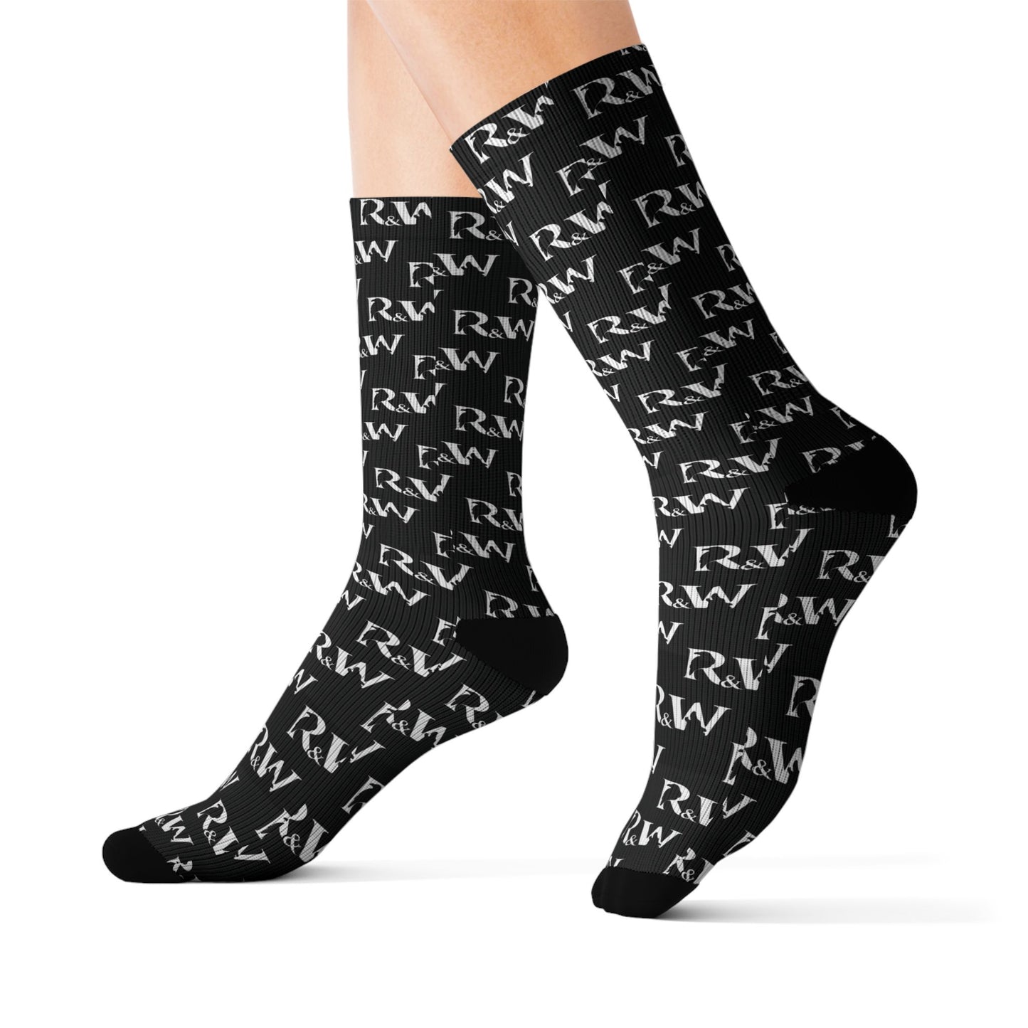 Monogram Pattern Socks — Tarmac Black Crew Socks