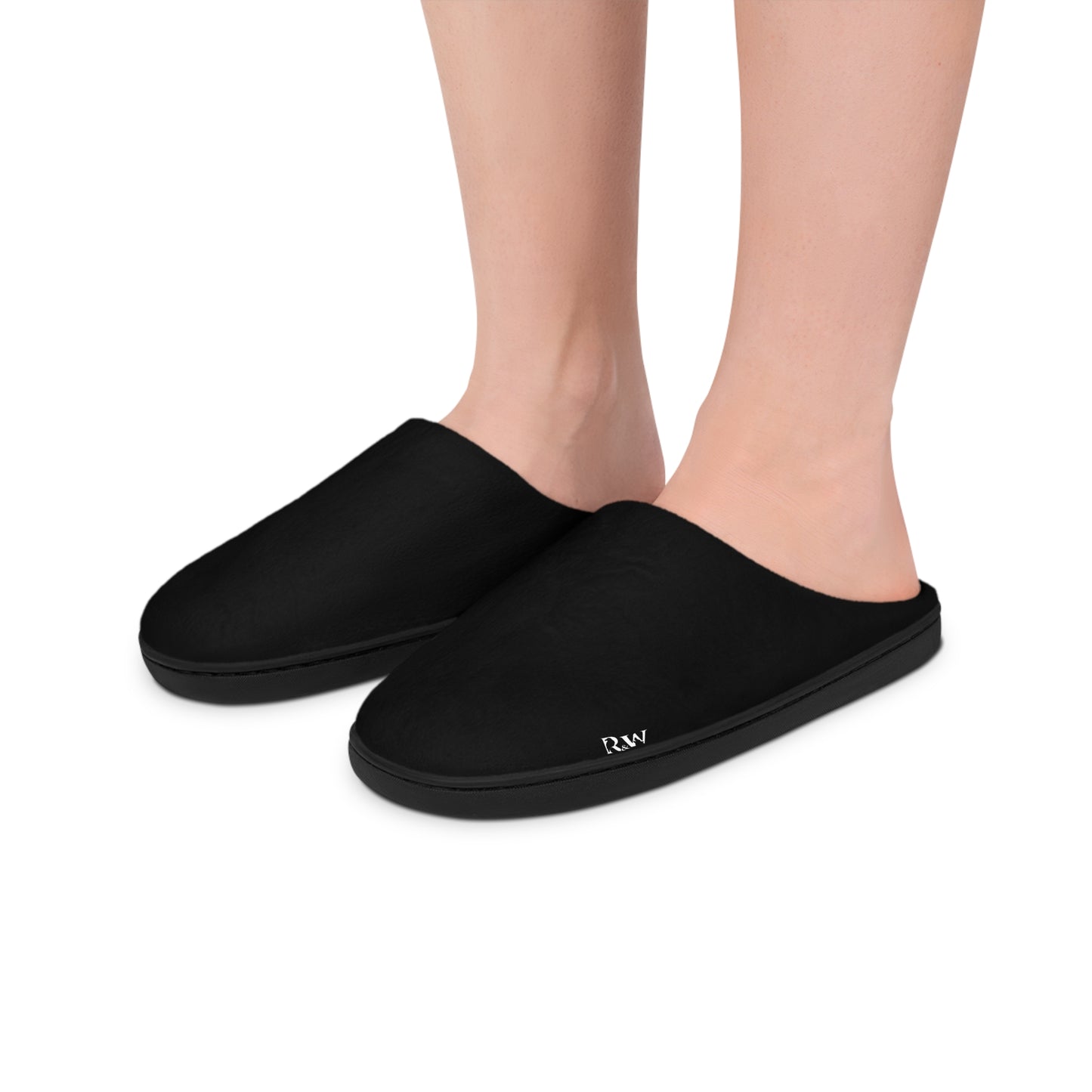 Indoor Slippers — Tarmac Black Small Logo Cozy House Shoes for Women