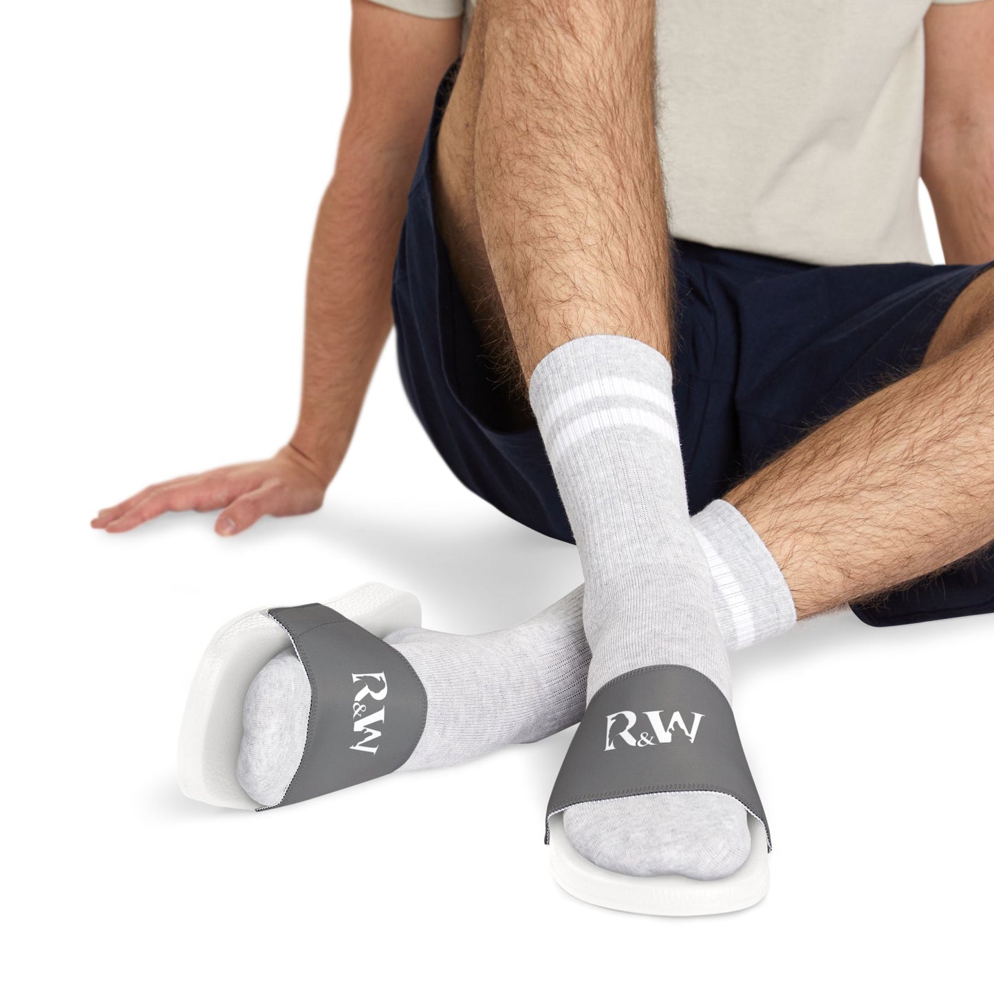 R&W Men's Slide Sandals — Asphalt Grey Casual Pool & Beach Slides
