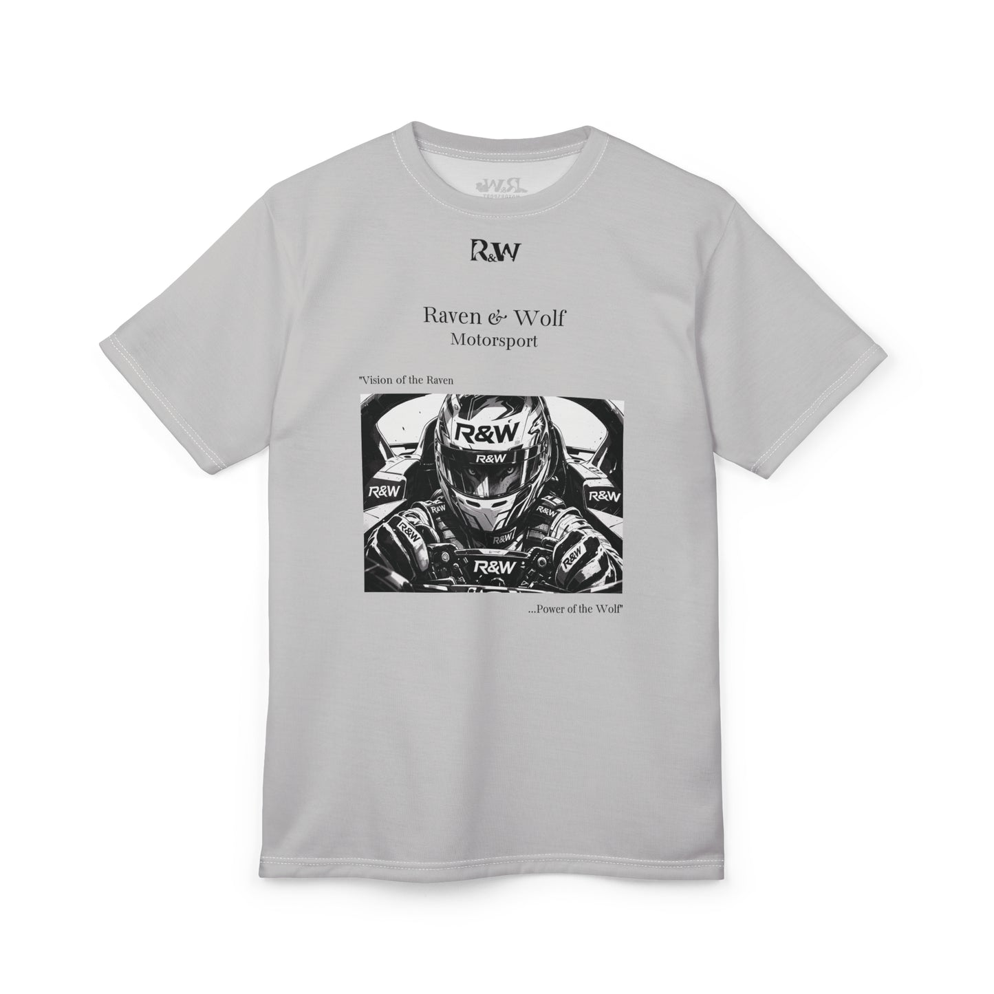 R&W Motorsport "Team Motto" Graphic Tee — Wolf Grey Vintage Gothic Comic Panel T-Shirt