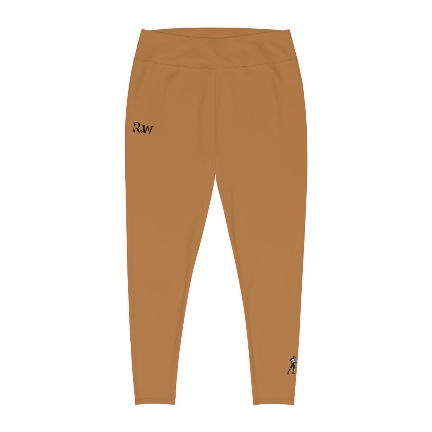 R&W Women's Plus Size Leggings — Minimalist Logo Cuero Cómodo