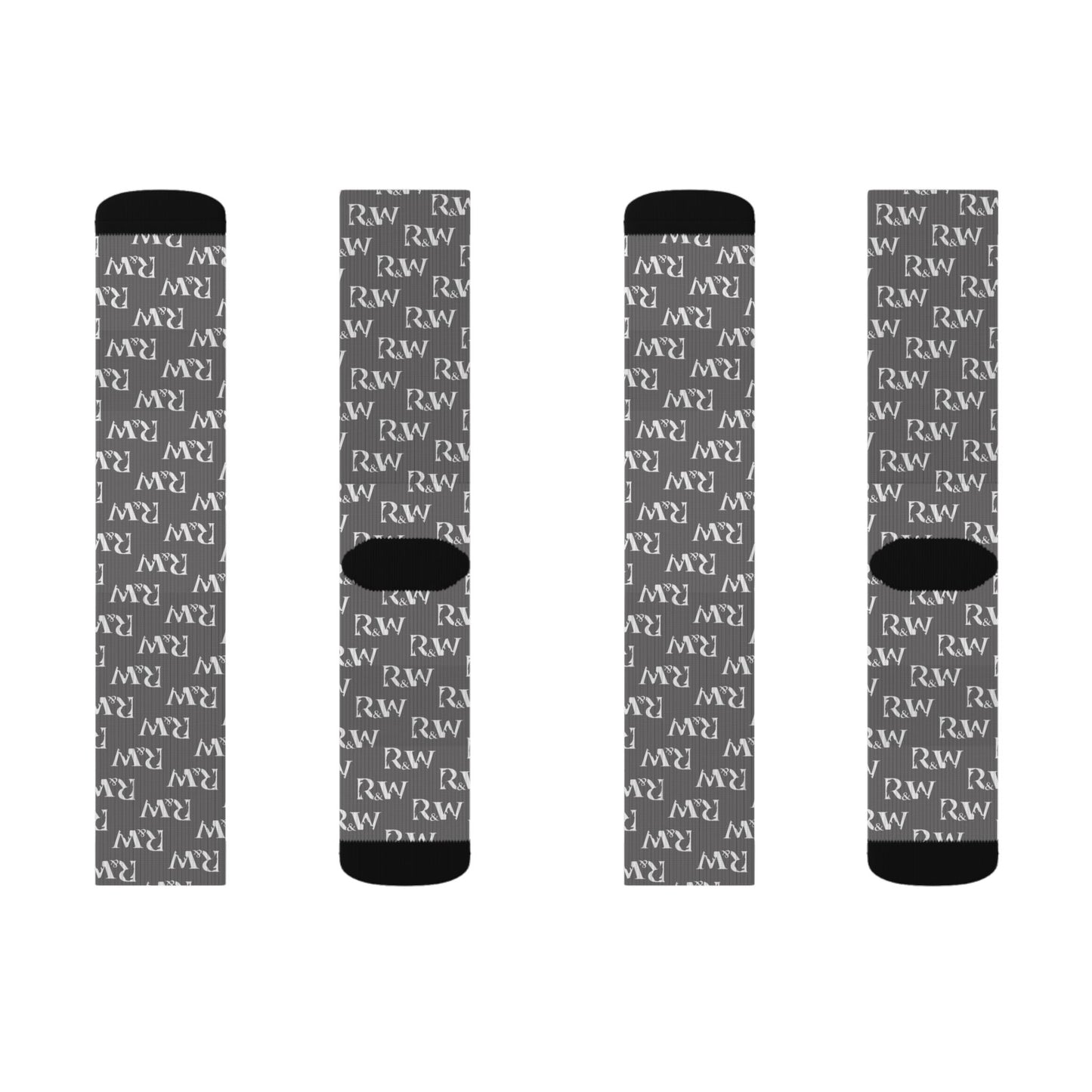 Monogram Pattern Socks — Asphalt Grey Crew Socks