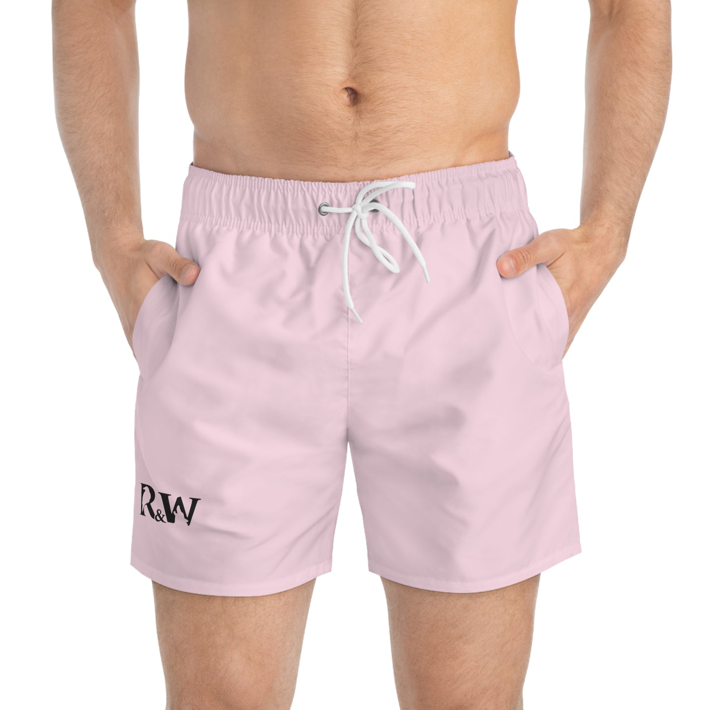Mens Minimal Logo Swim Trunks — Performance Pink