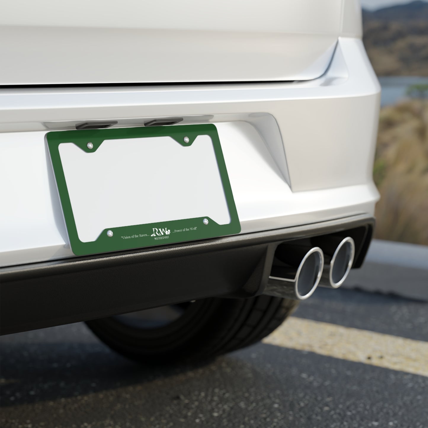 R&W Motorsport License Plate Frame — (Verde Valiosa Finish)