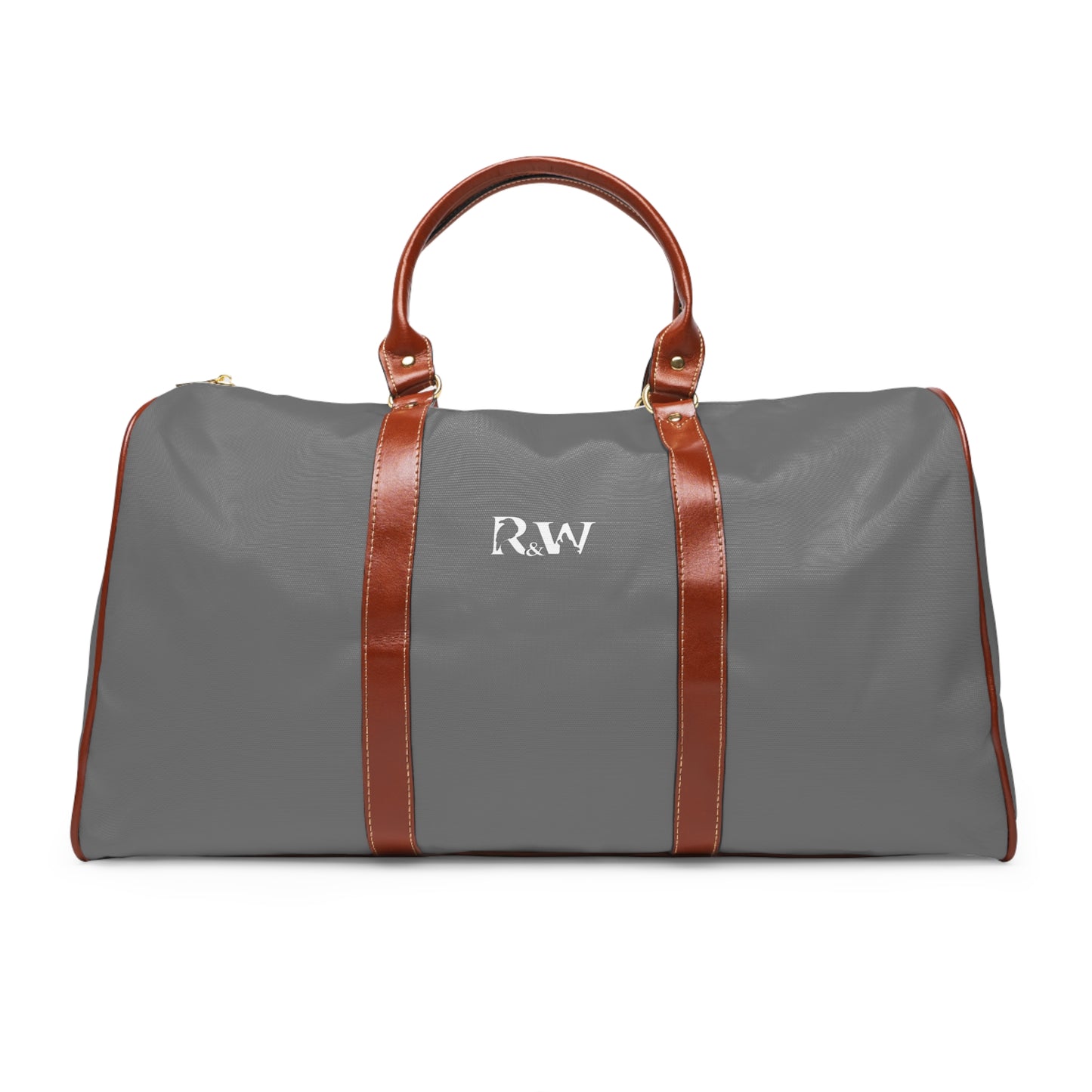 Monogram Waterproof Travel Duffle Bag – Asphalt Grey with Brown Trim