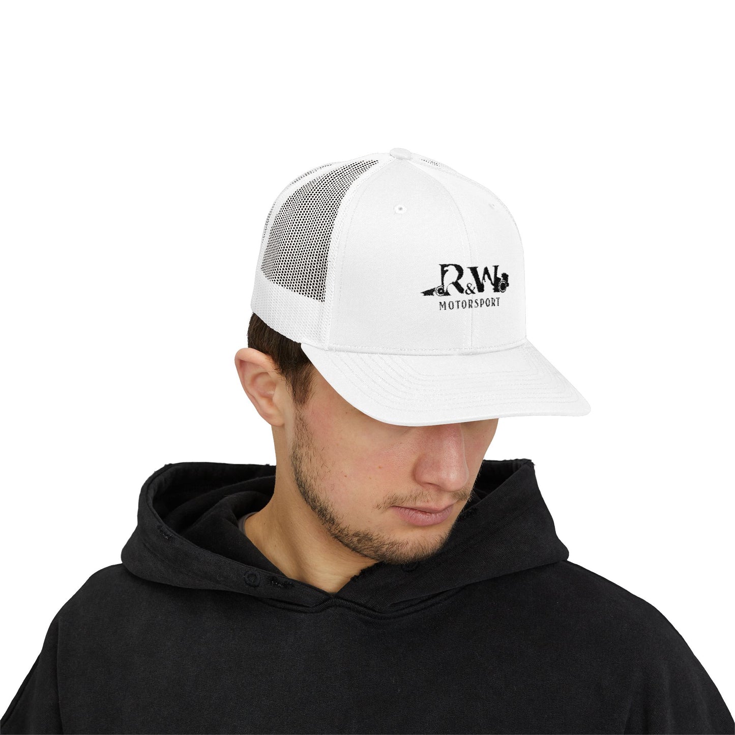 R&W Motorsport Embroidered Mesh Trucker Cap — Vintage Snapback Mesh Hat
