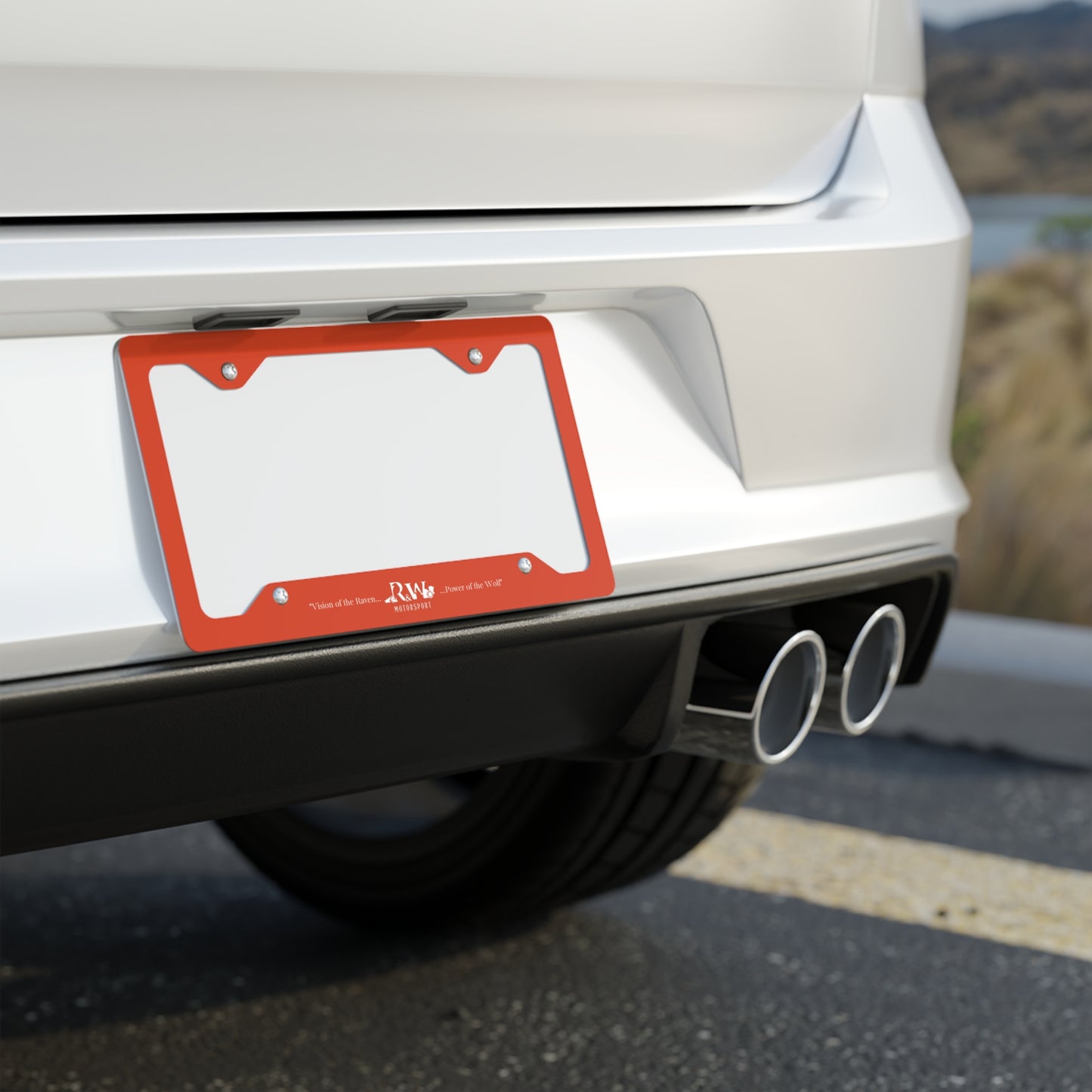 R&W Motorsport License Plate Frame — (Rojo Rugiente II Finish)