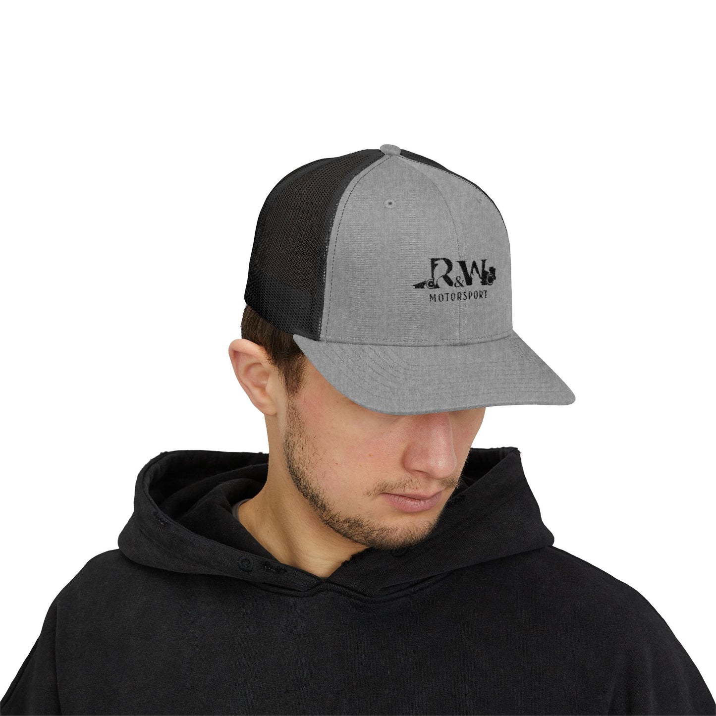 R&W Motorsport Embroidered Mesh Trucker Cap — Vintage Snapback Mesh Hat