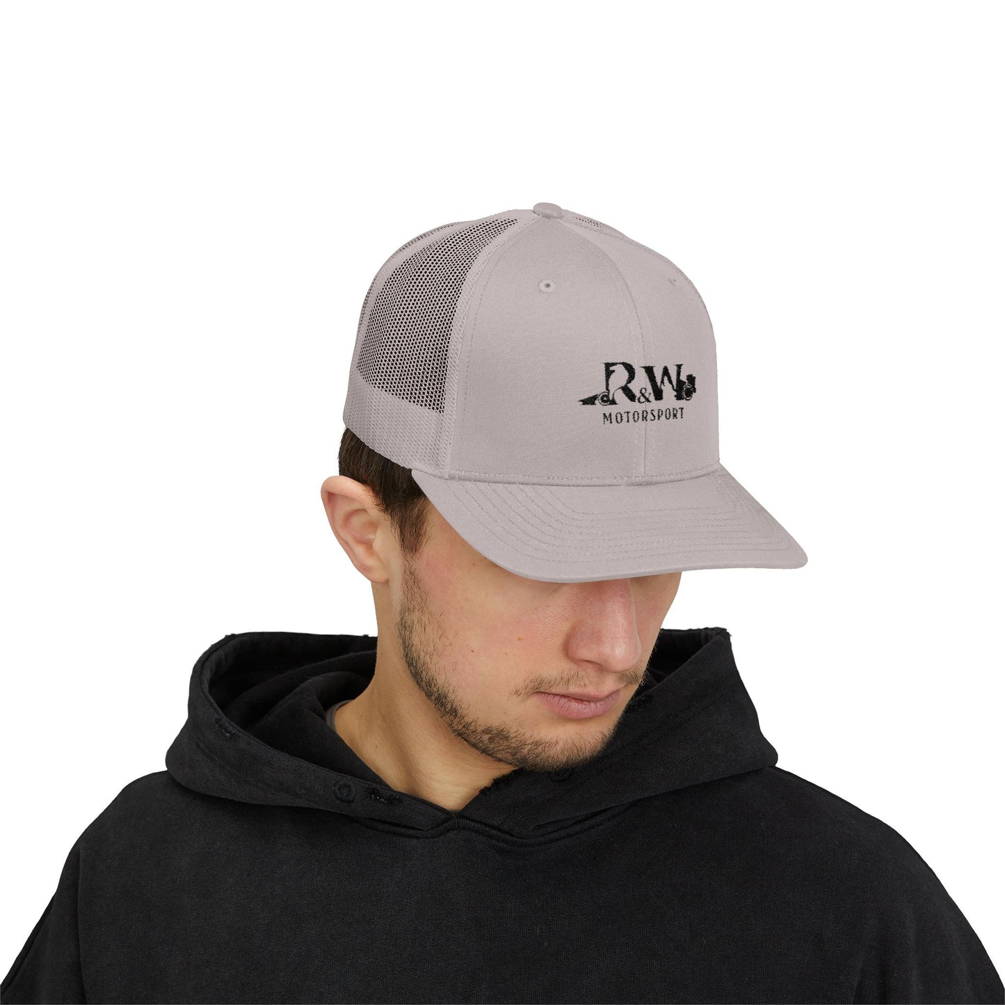 R&W Motorsport Embroidered Mesh Trucker Cap — Vintage Snapback Mesh Hat