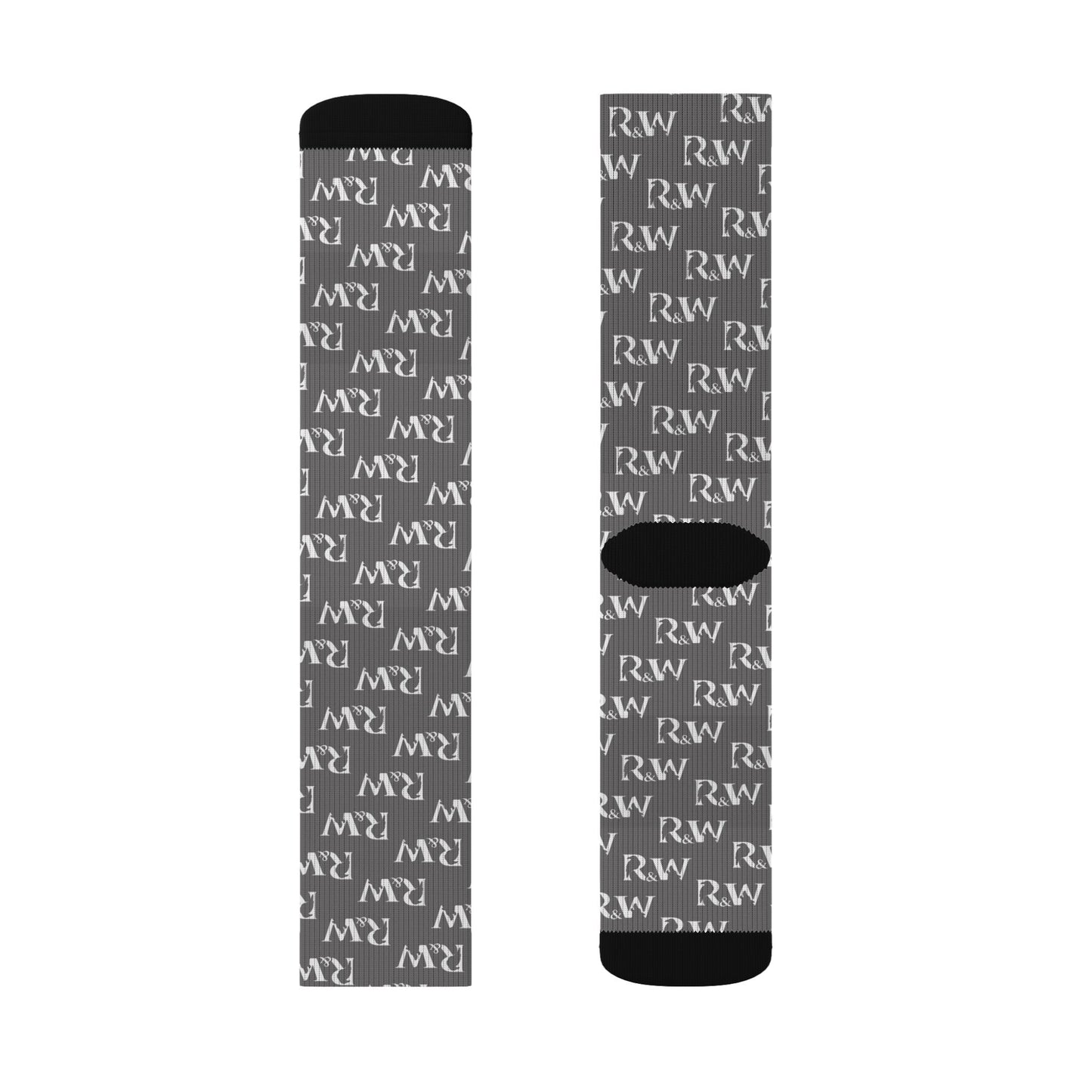 Monogram Pattern Socks — Asphalt Grey Crew Socks