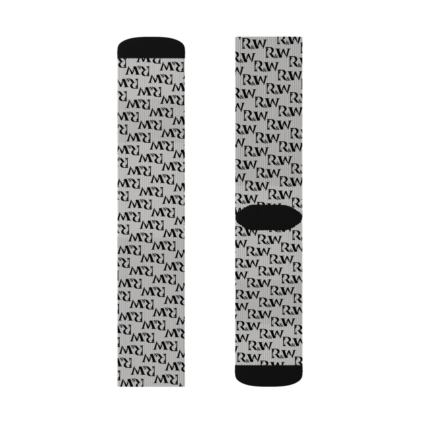 Monogram Pattern Socks — Wolf Grey Crew Socks