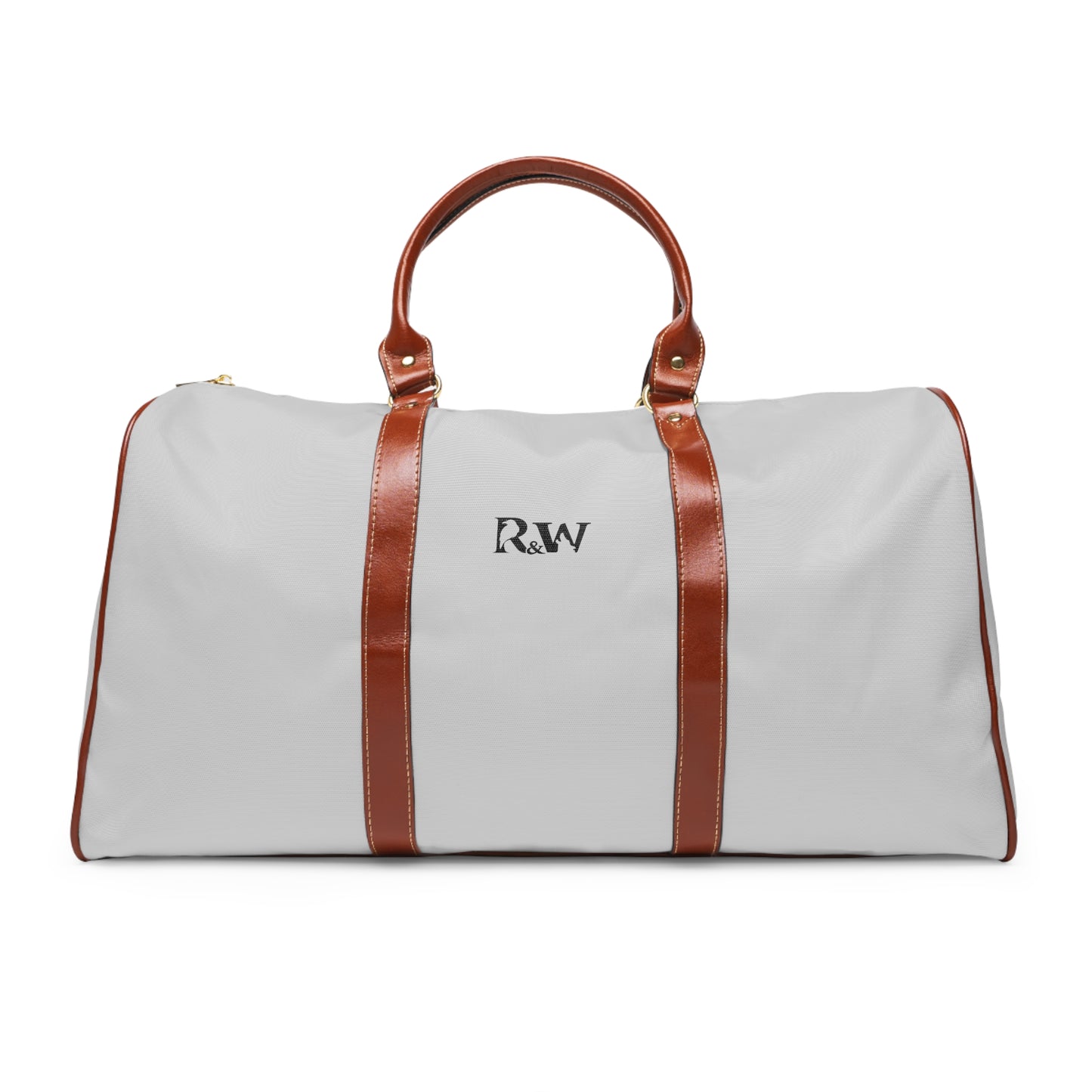 Monogram Waterproof Travel Duffle Bag – Wolf Grey with Brown Trim