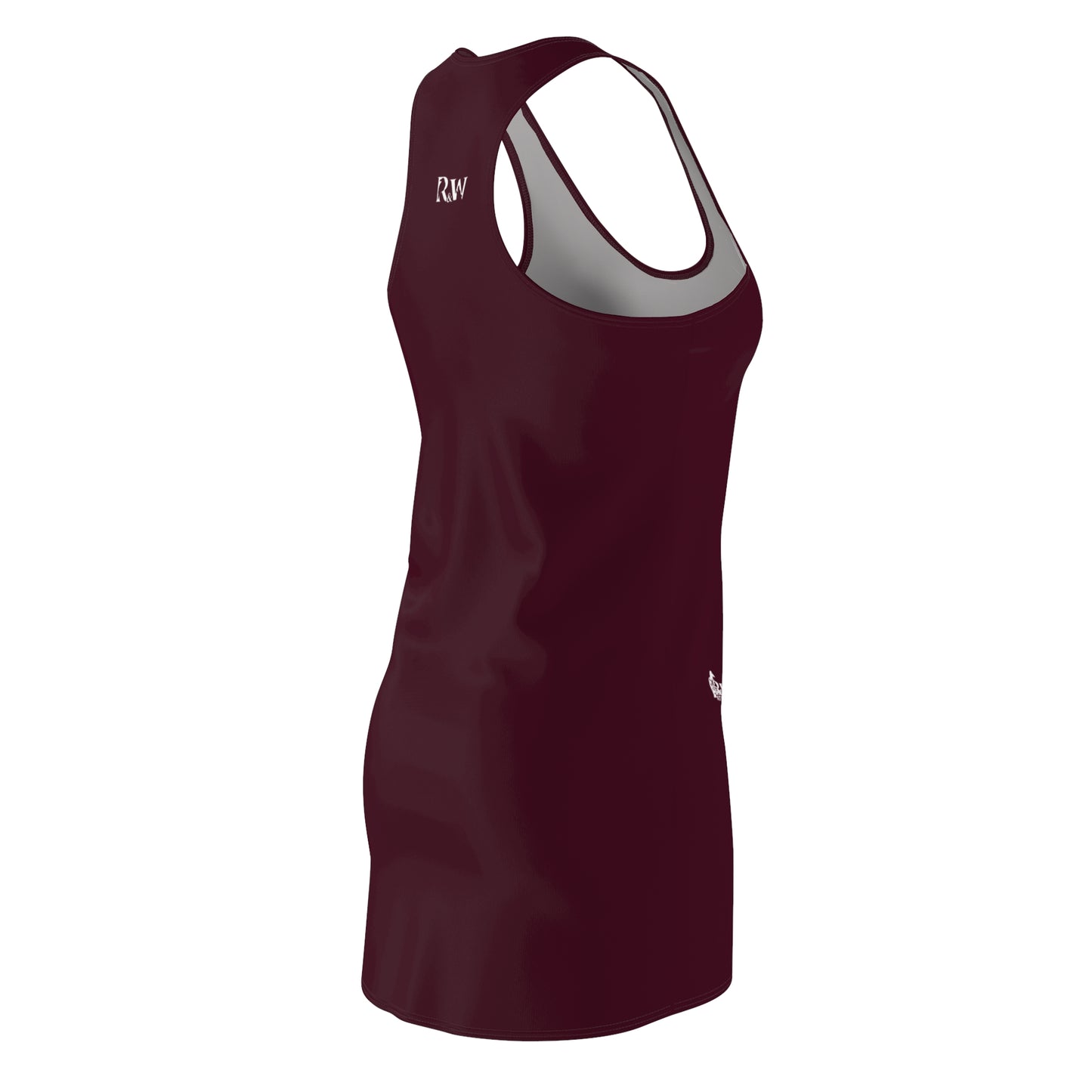 R&W Women's Racerback Dress (Vino Viejo) — Minimalist Small Front & Back Logo Summer Dress