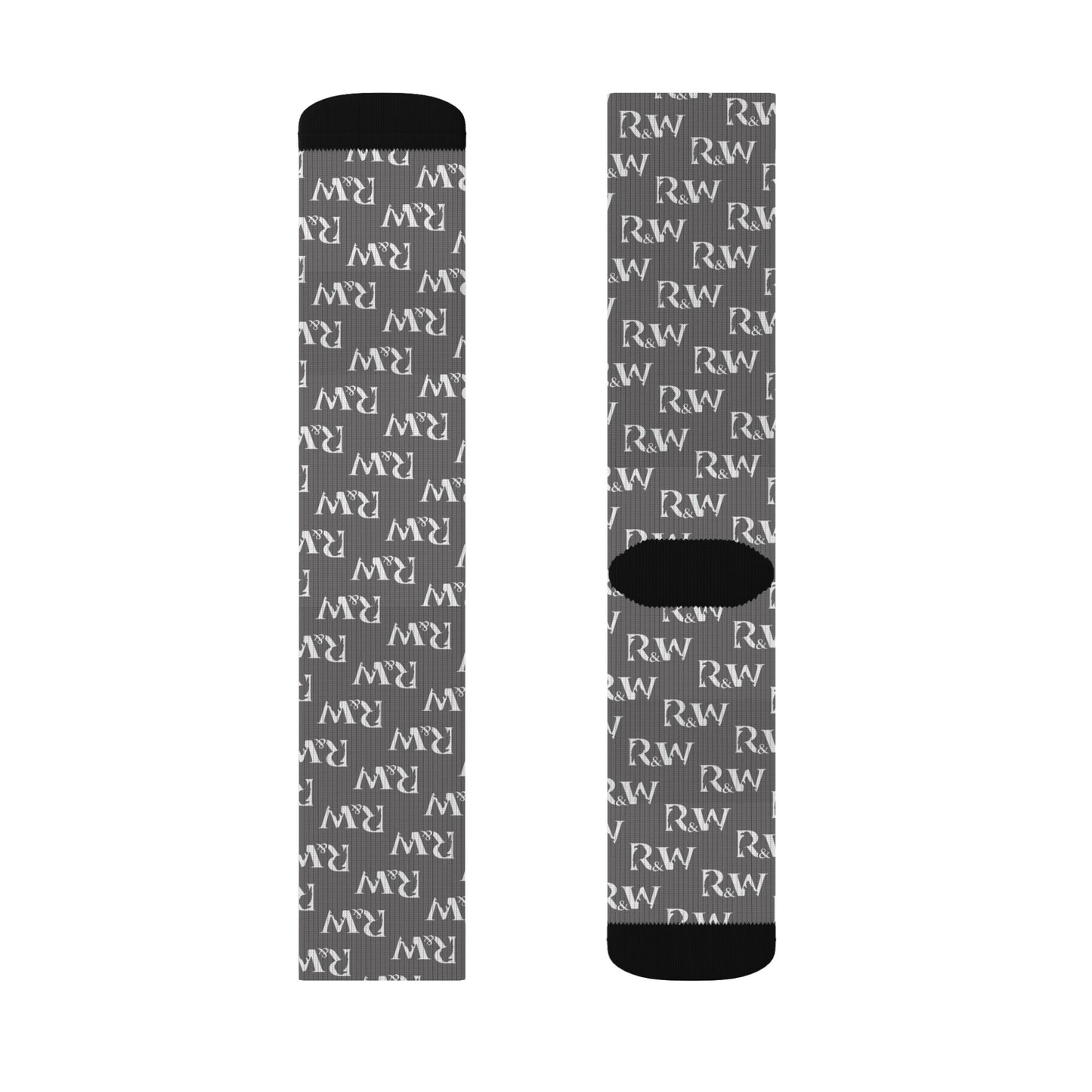 Monogram Pattern Socks — Asphalt Grey Crew Socks