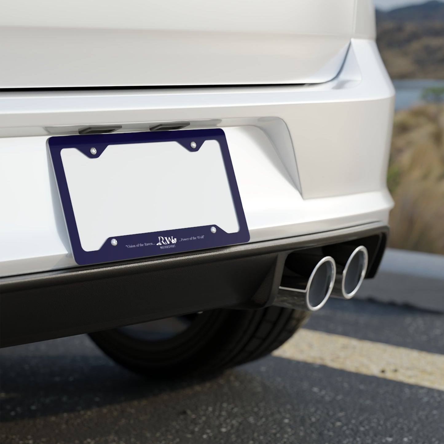 R&W Motorsport License Plate Frame — (Noble Navy Finish)