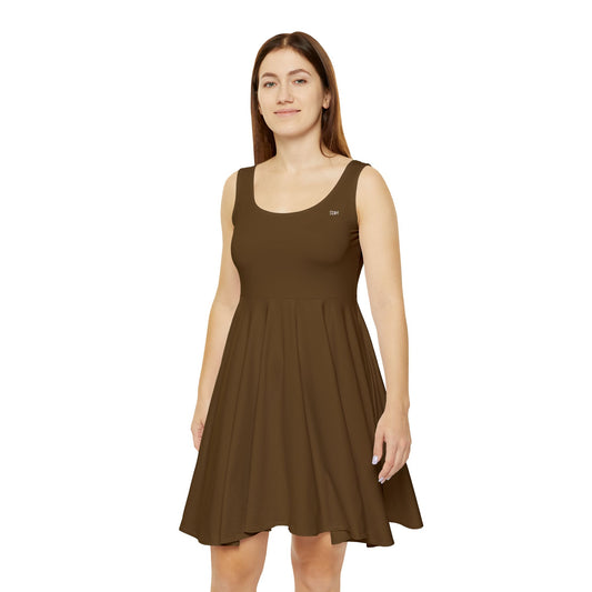 Maduro Marrón Women's Skater Dress — Classic Scoop Neck A-Line Summer Dress