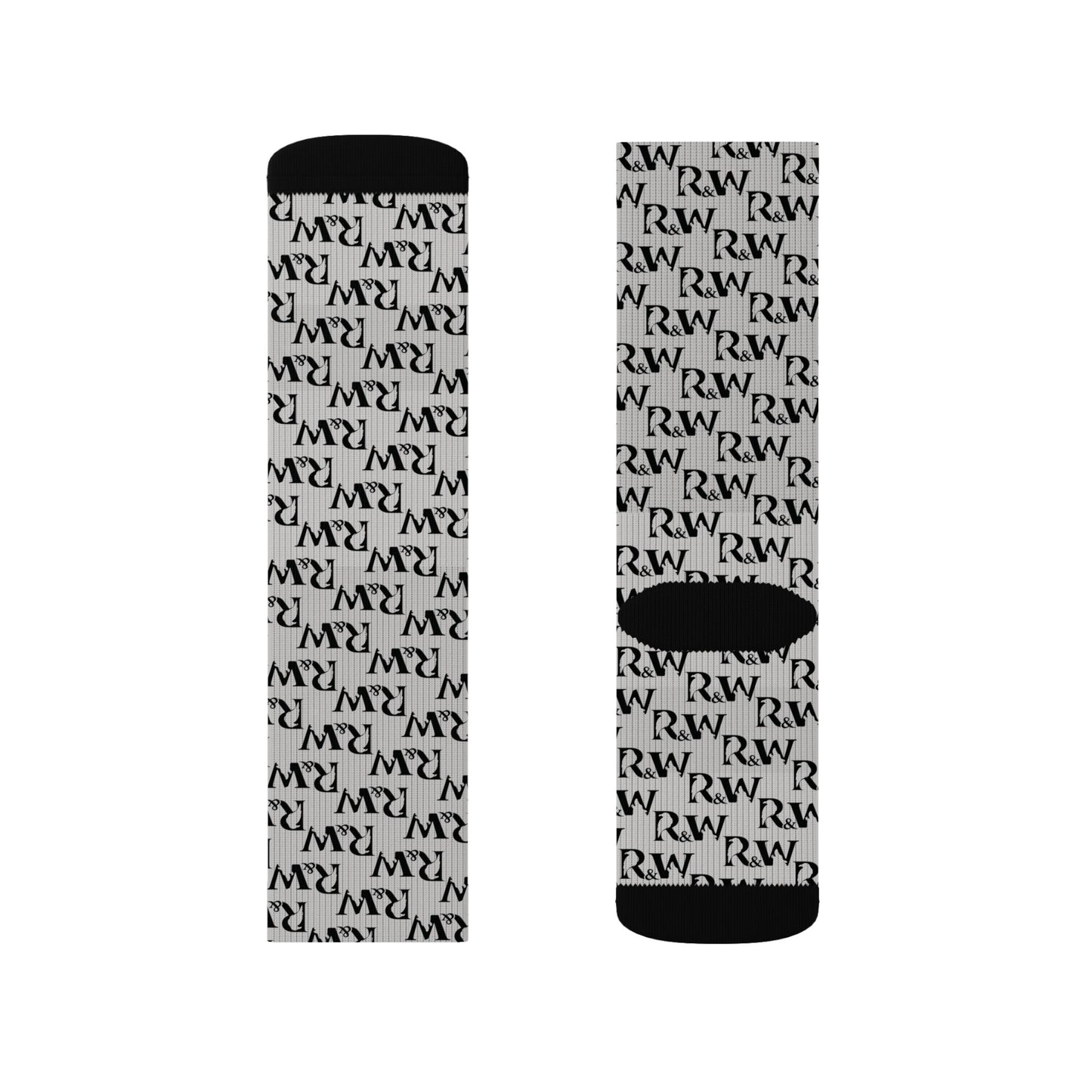 Monogram Pattern Socks — Wolf Grey Crew Socks