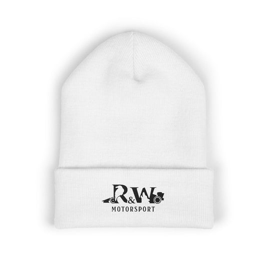 R&W Motorsport Embroidered Cuffed Beanie — Racing Logo Knit Hat