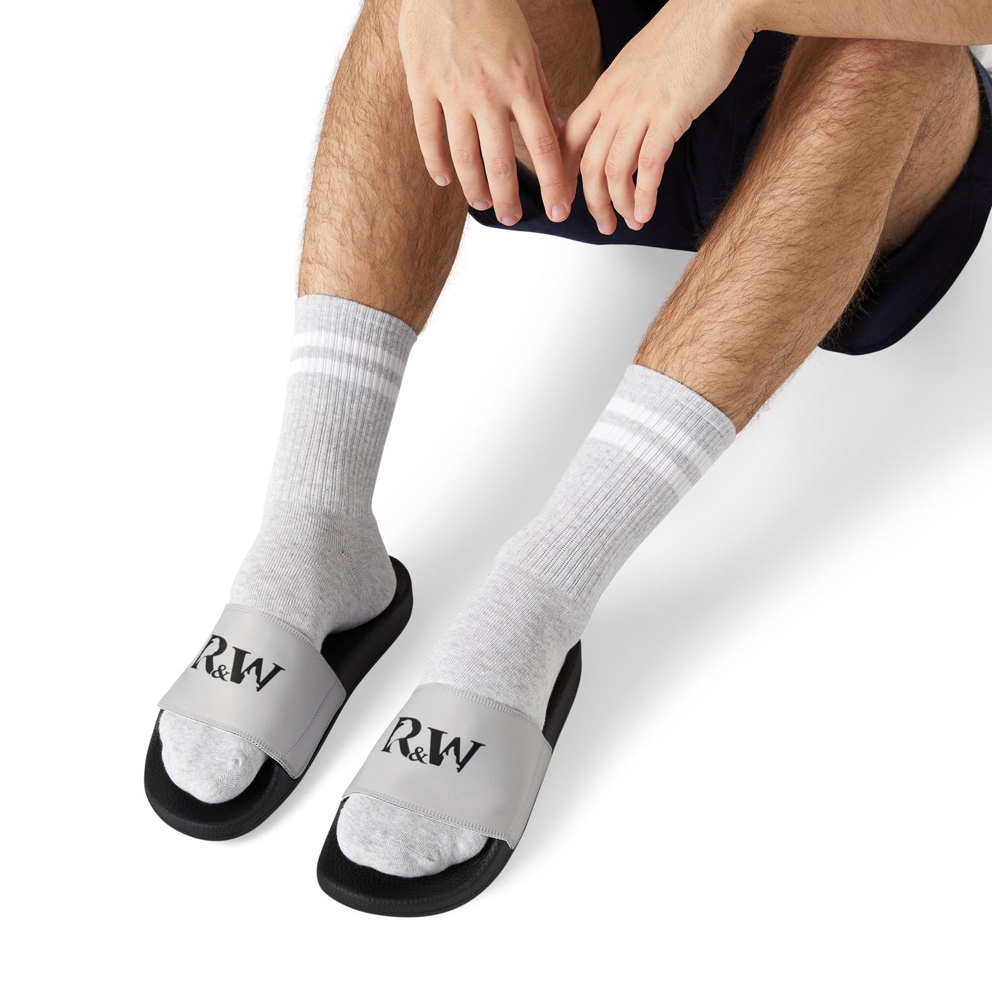 R&W Men's Slide Sandals — Wolf Grey Casual Pool & Beach Slides