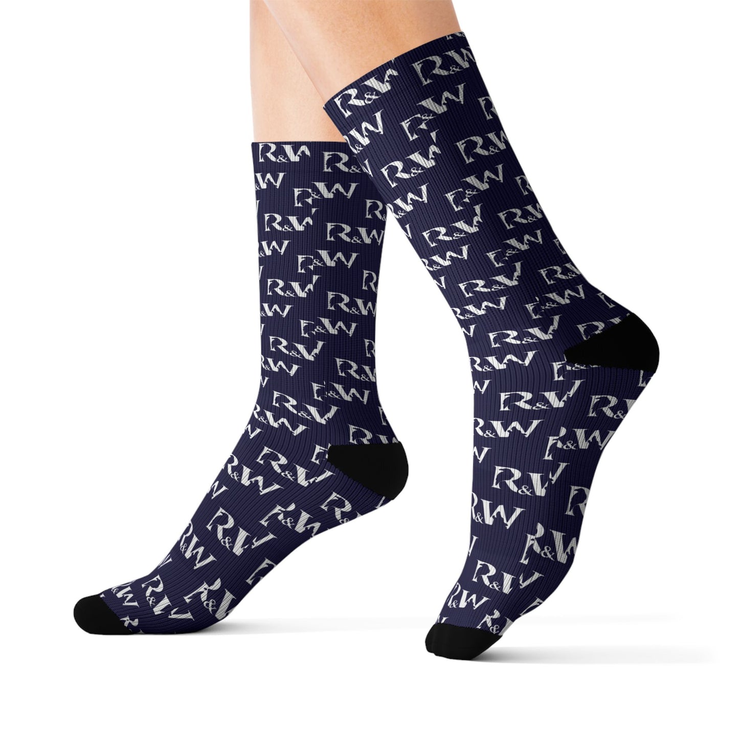 Monogram Pattern Socks — Noble Navy Crew Socks
