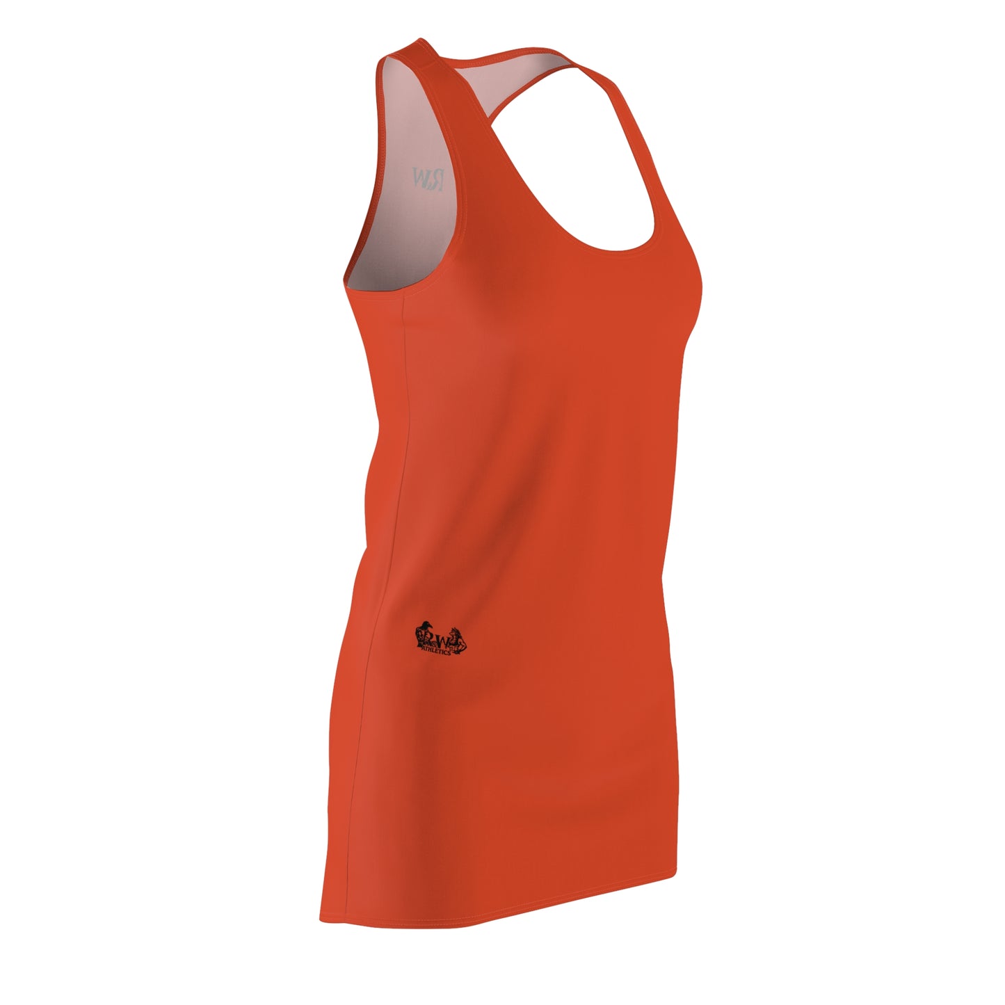 R&W Women's Racerback Dress (Rojo Rugiente I) — Minimalist Small Front & Back Logo Summer Dress