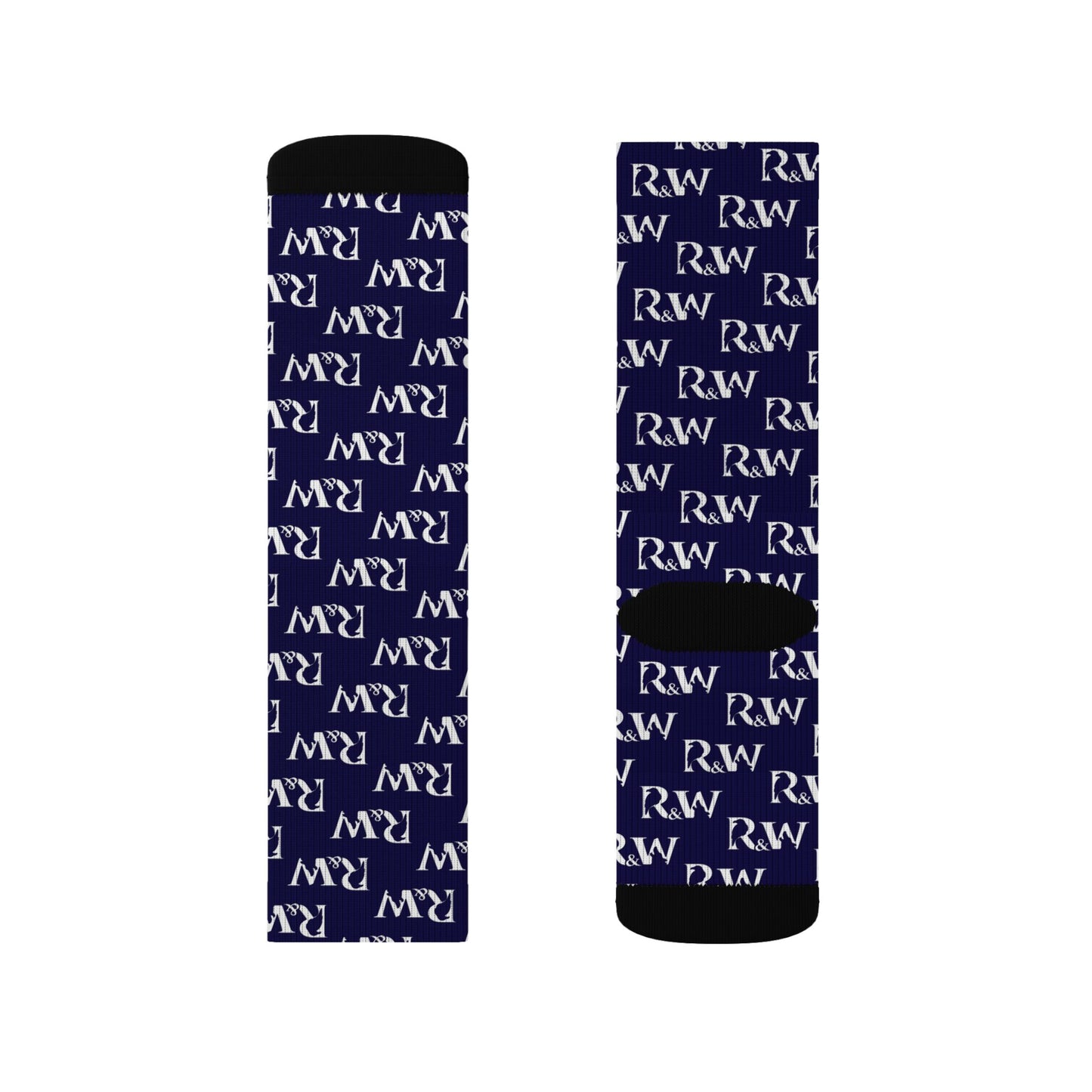 Monogram Pattern Socks — Noble Navy Crew Socks