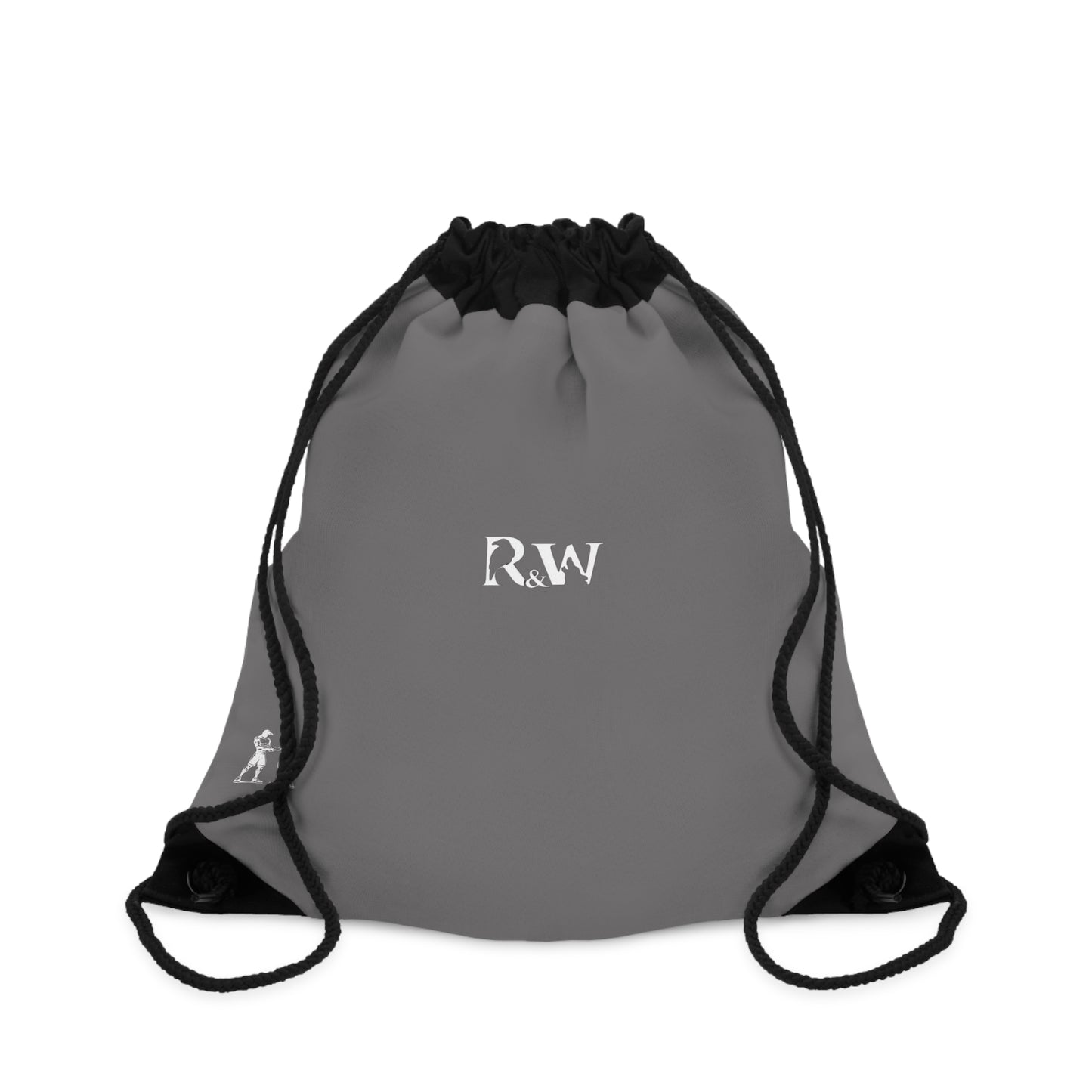 Monogram Drawstring Bag — Minimalist Asphalt Grey Gym Sack