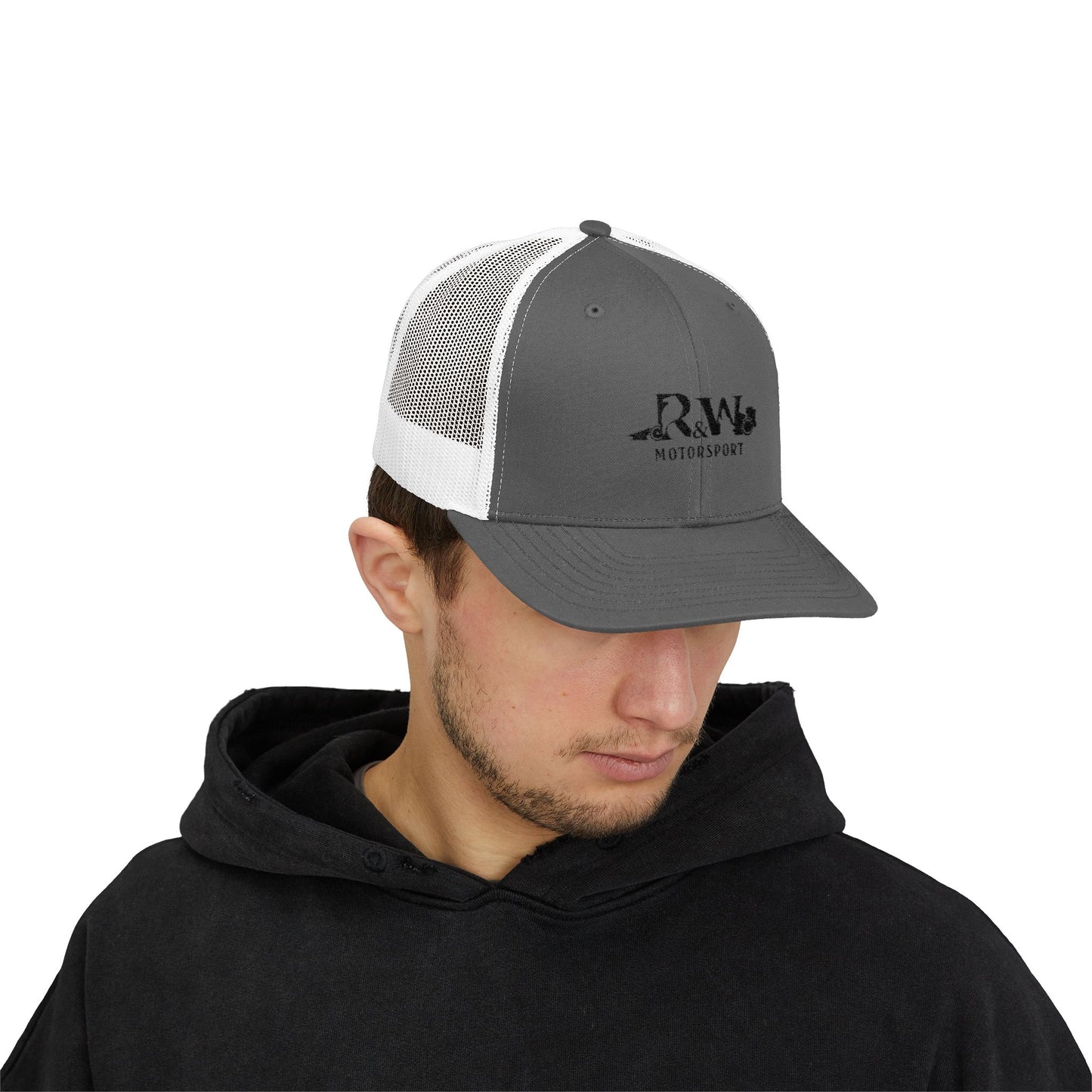R&W Motorsport Embroidered Mesh Trucker Cap — Vintage Snapback Mesh Hat