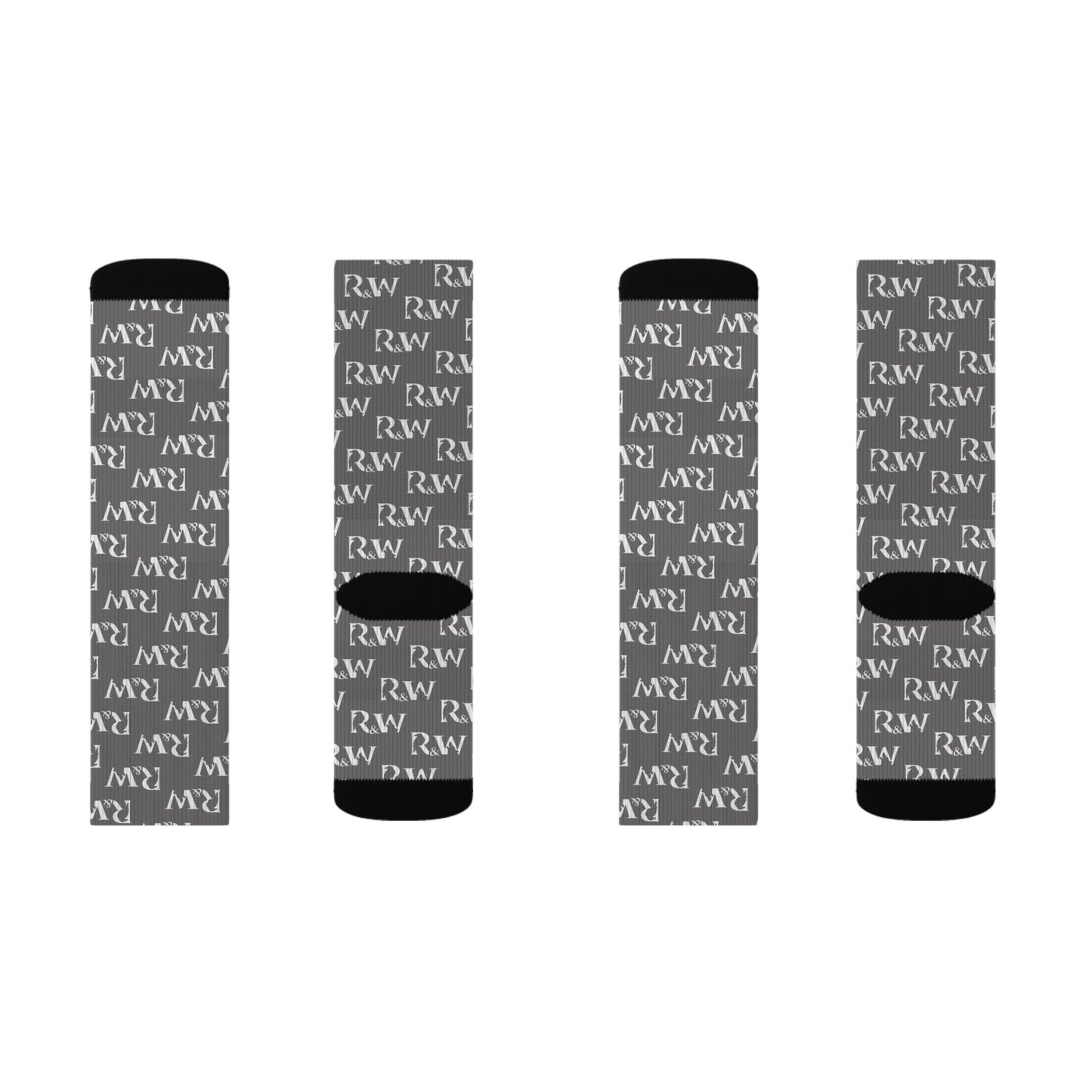 Monogram Pattern Socks — Asphalt Grey Crew Socks